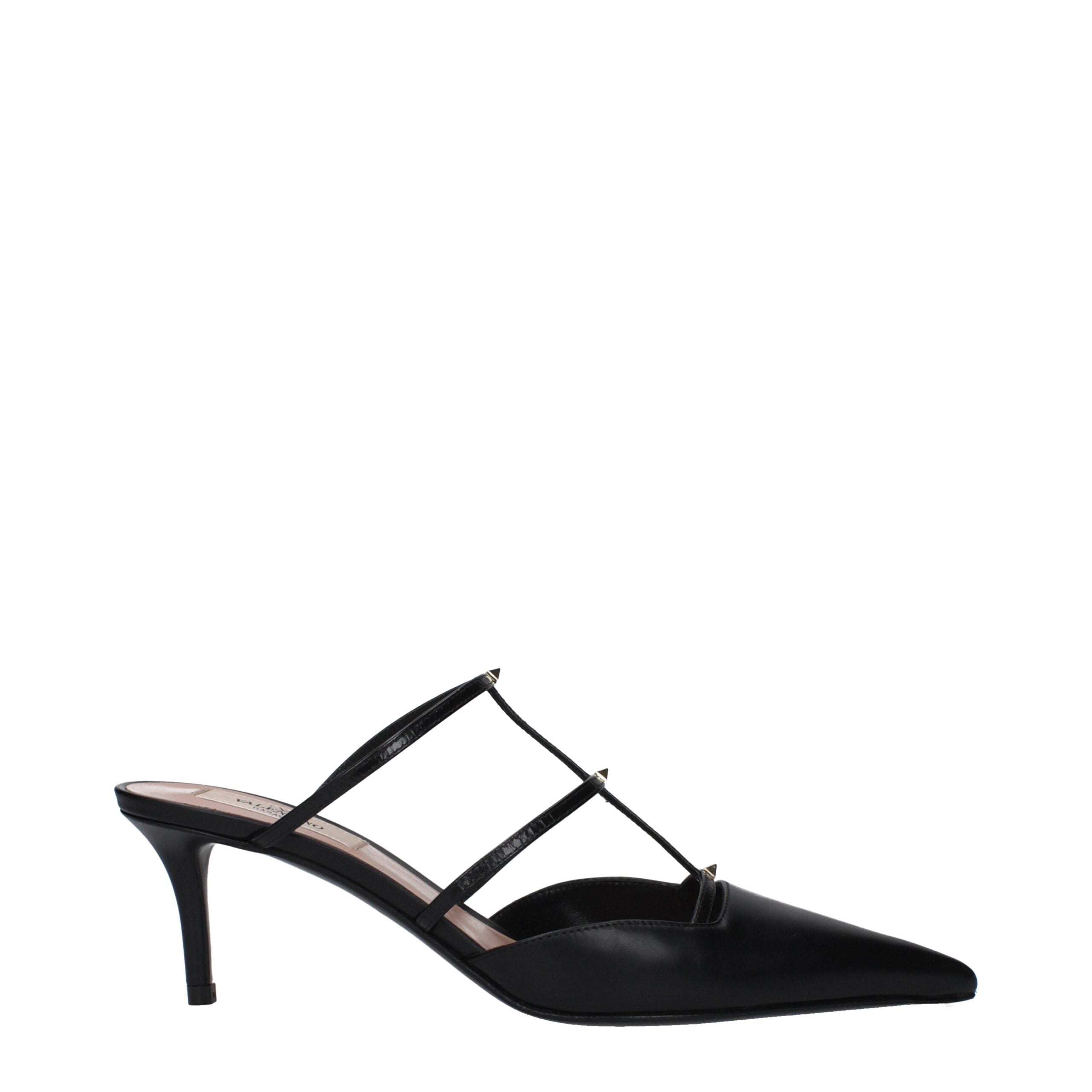 Valentino Garavani Black Leather Flat Sandals - Luxe Nova