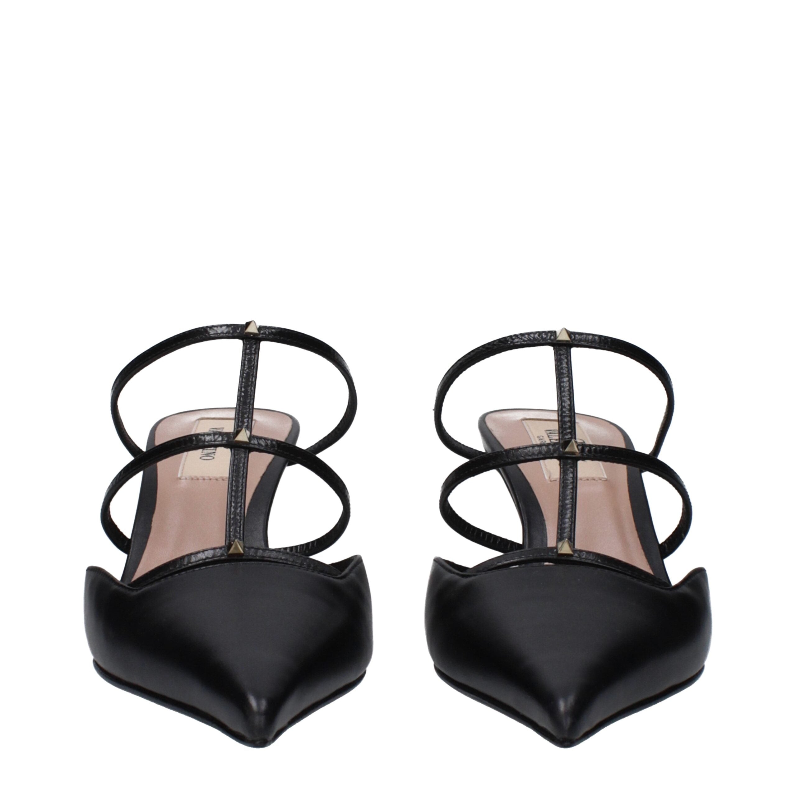 Valentino Garavani Black Leather Flat Sandals - Luxe Nova