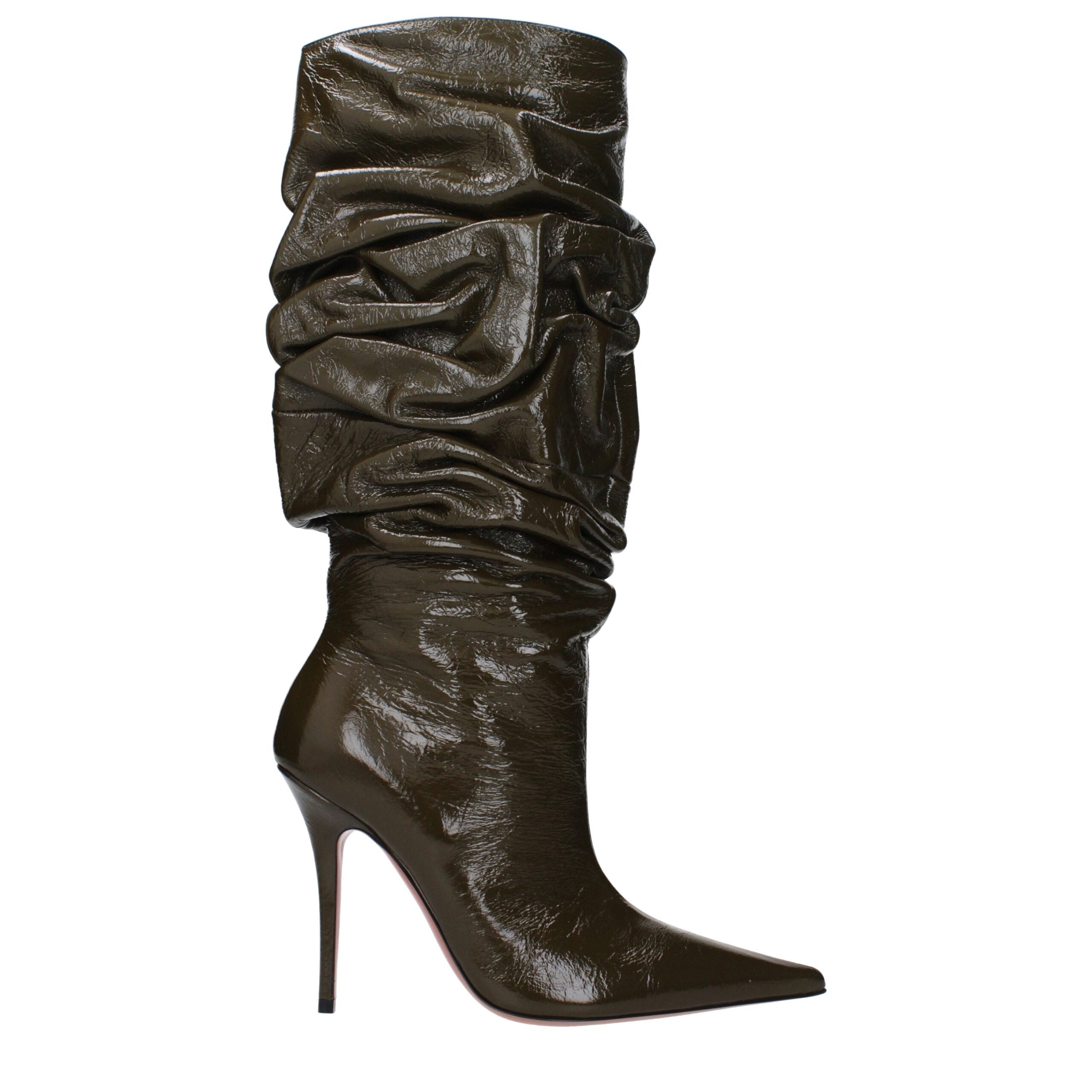 Amina Muaddi Green Leather Boots - Luxe Nova