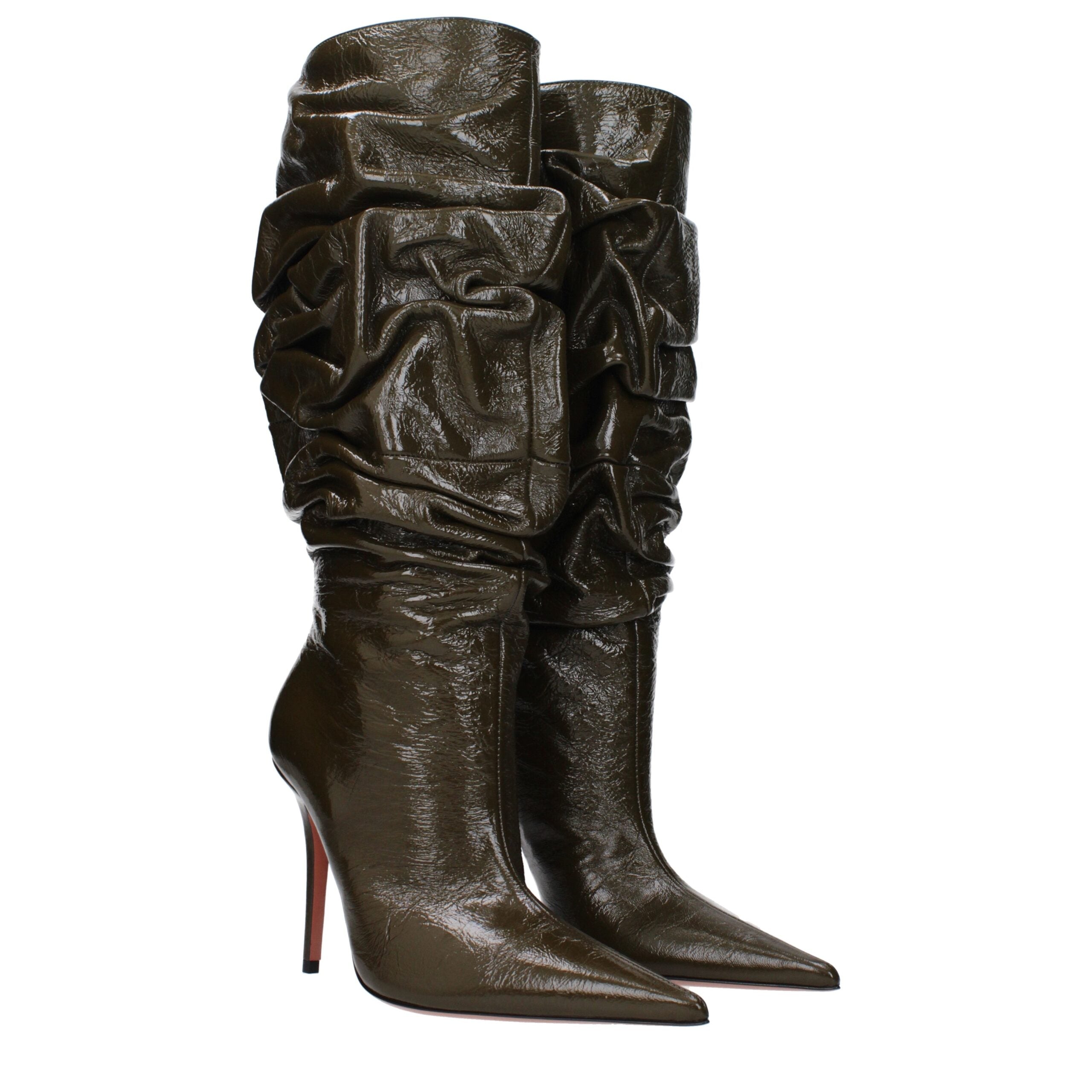 Amina Muaddi Green Leather Boots - Luxe Nova