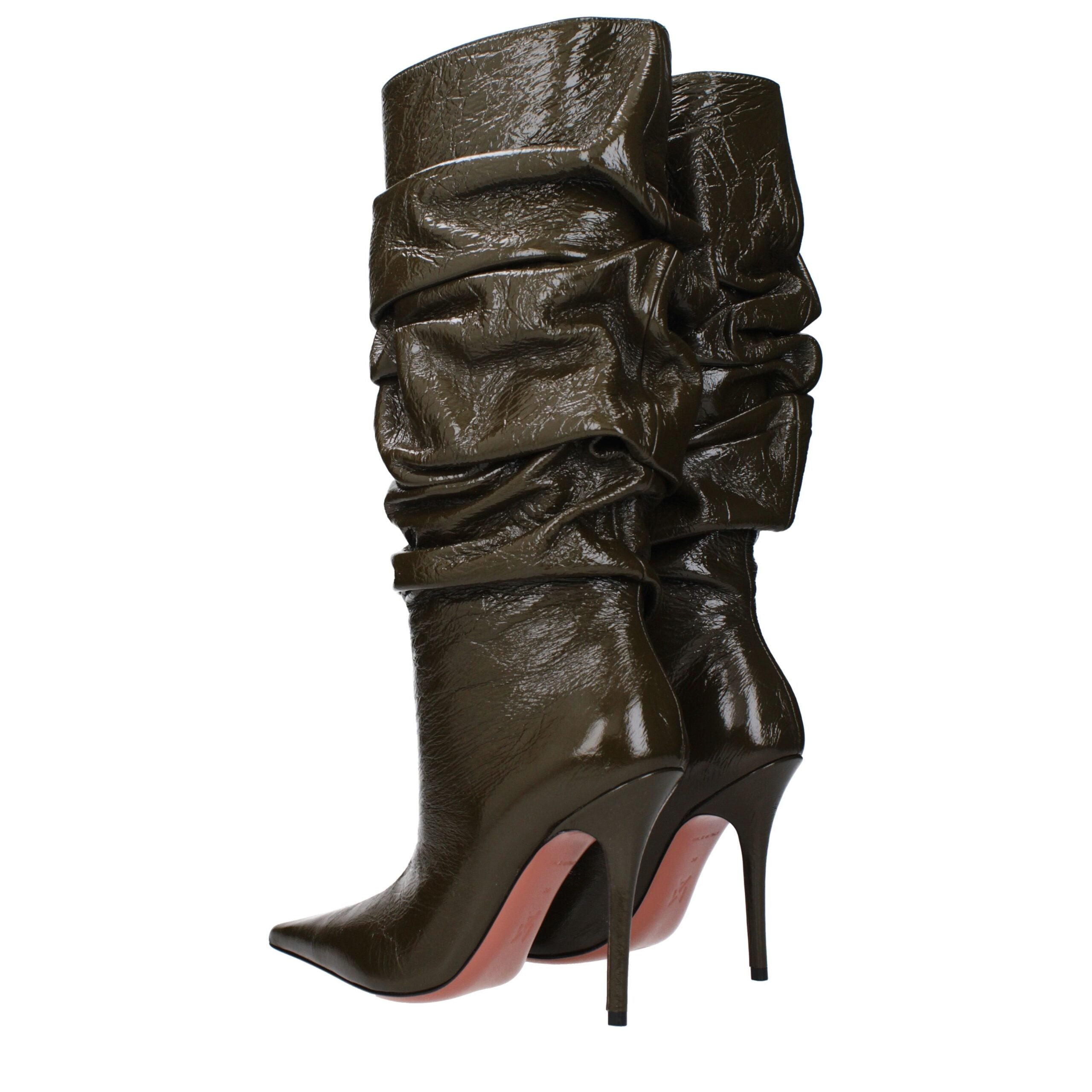 Amina Muaddi Green Leather Boots - Luxe Nova