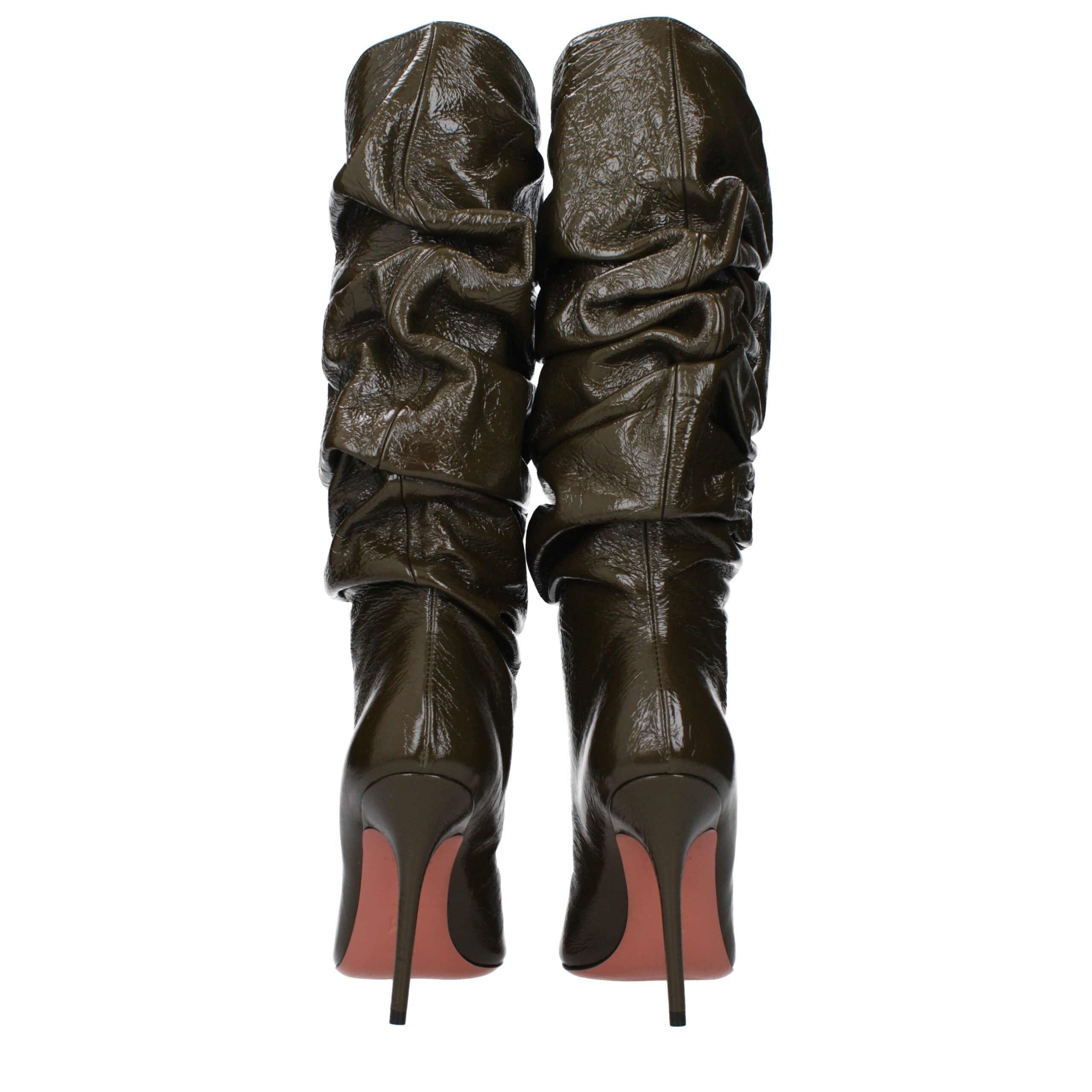Amina Muaddi Green Leather Boots - Luxe Nova