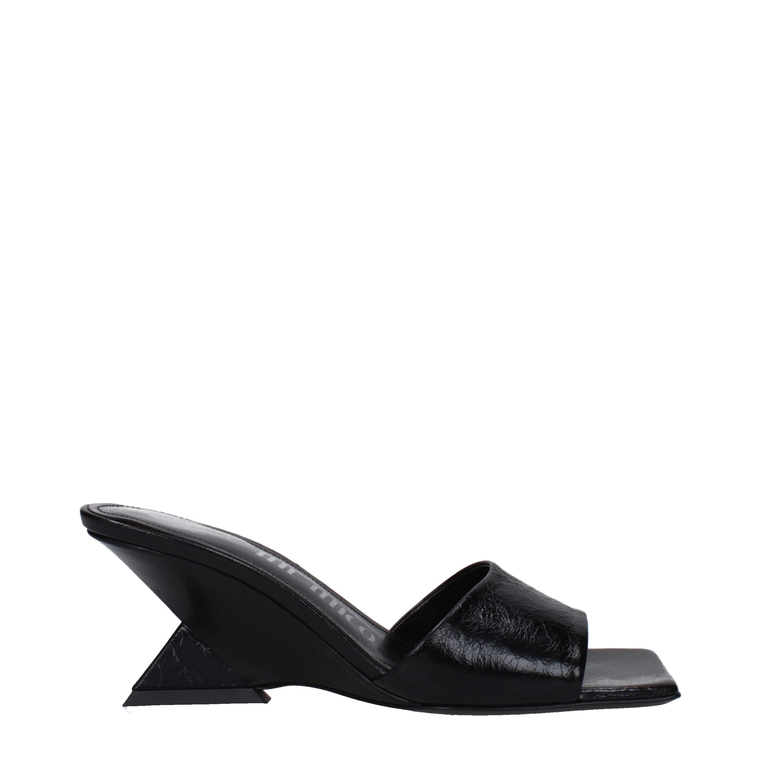 The Attico Black Leather Flat Sandals - Luxe Nova