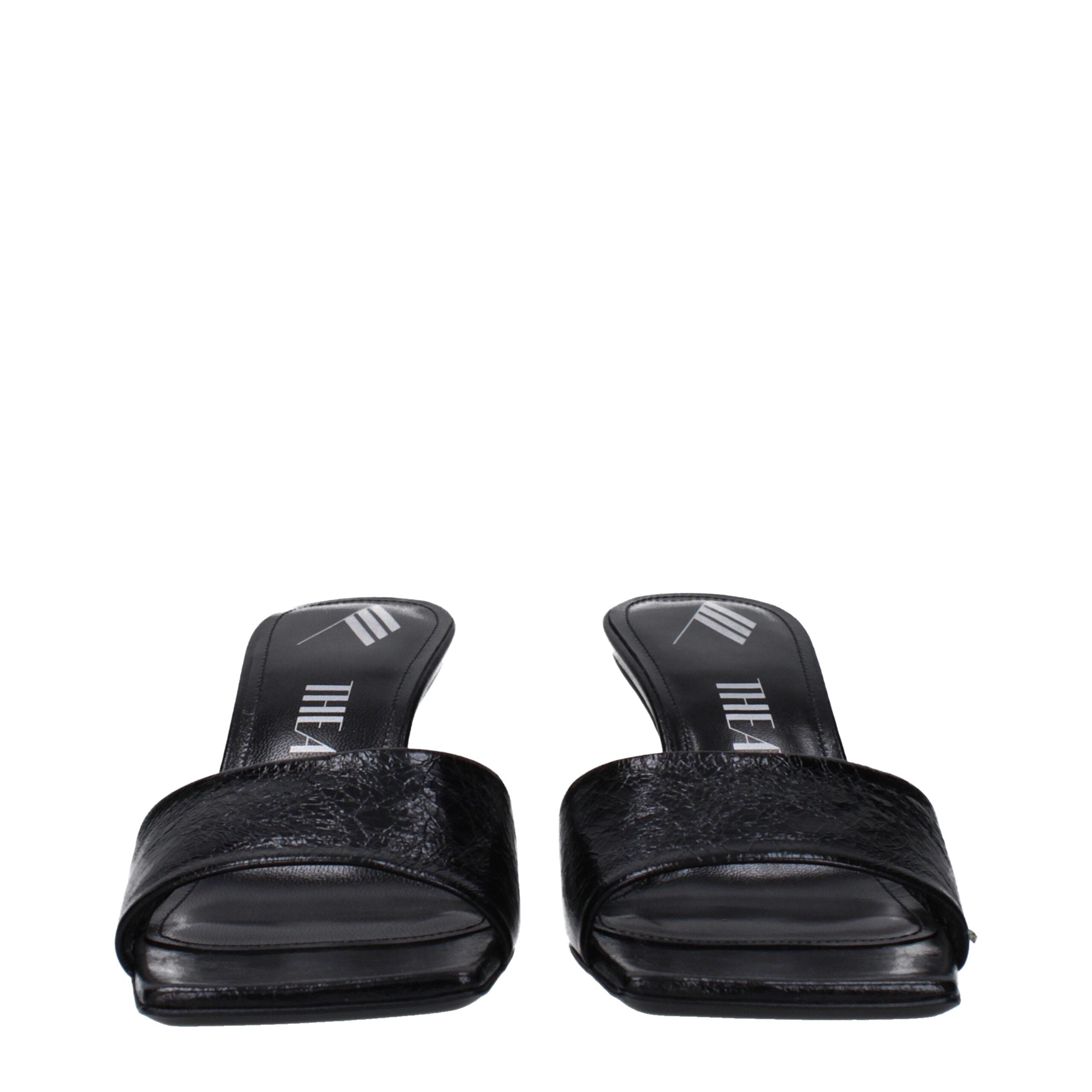 The Attico Black Leather Flat Sandals - Luxe Nova