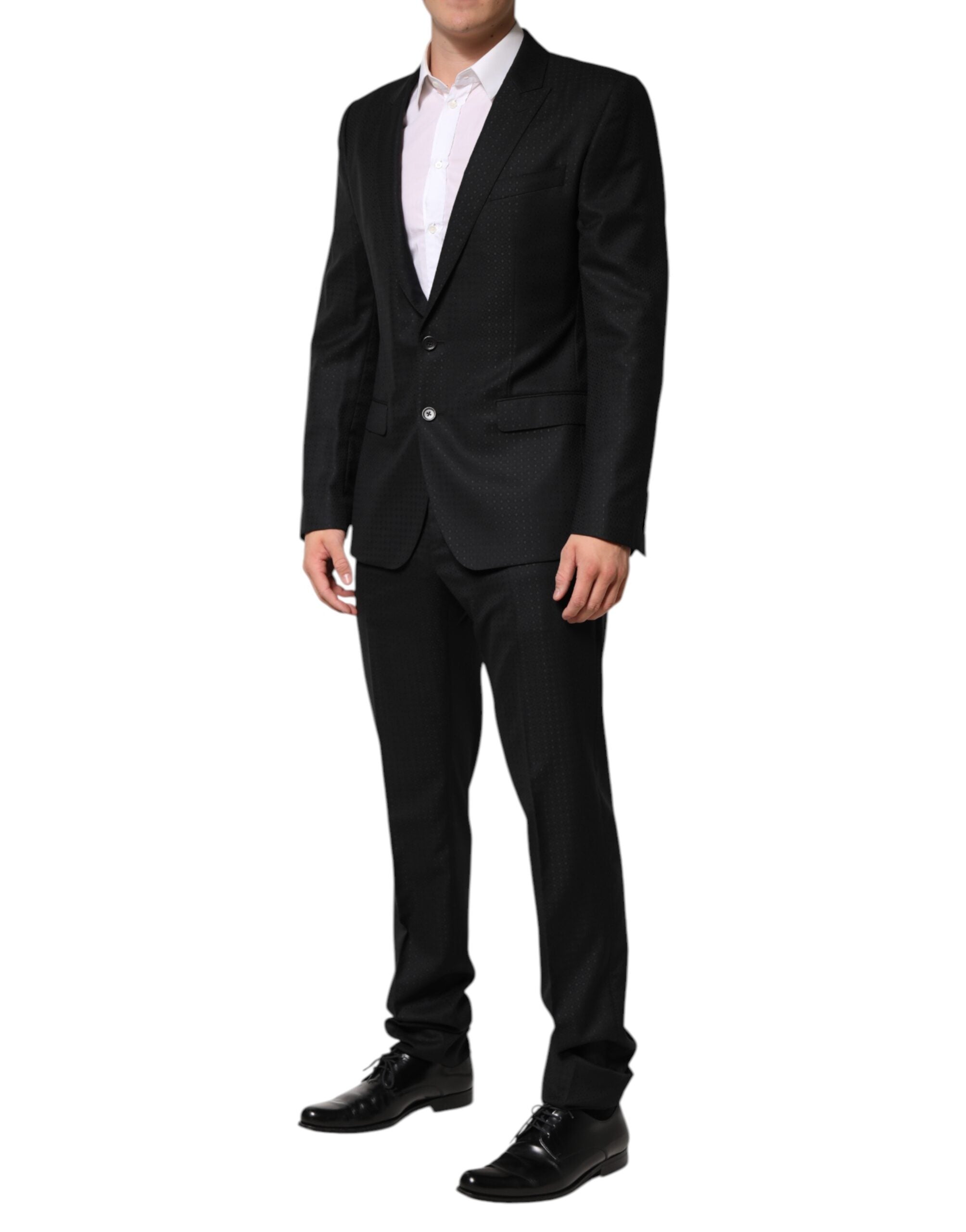 Dolce & Gabbana Black Jacquard Single Breasted 2 Piece Suit - Luxe Nova