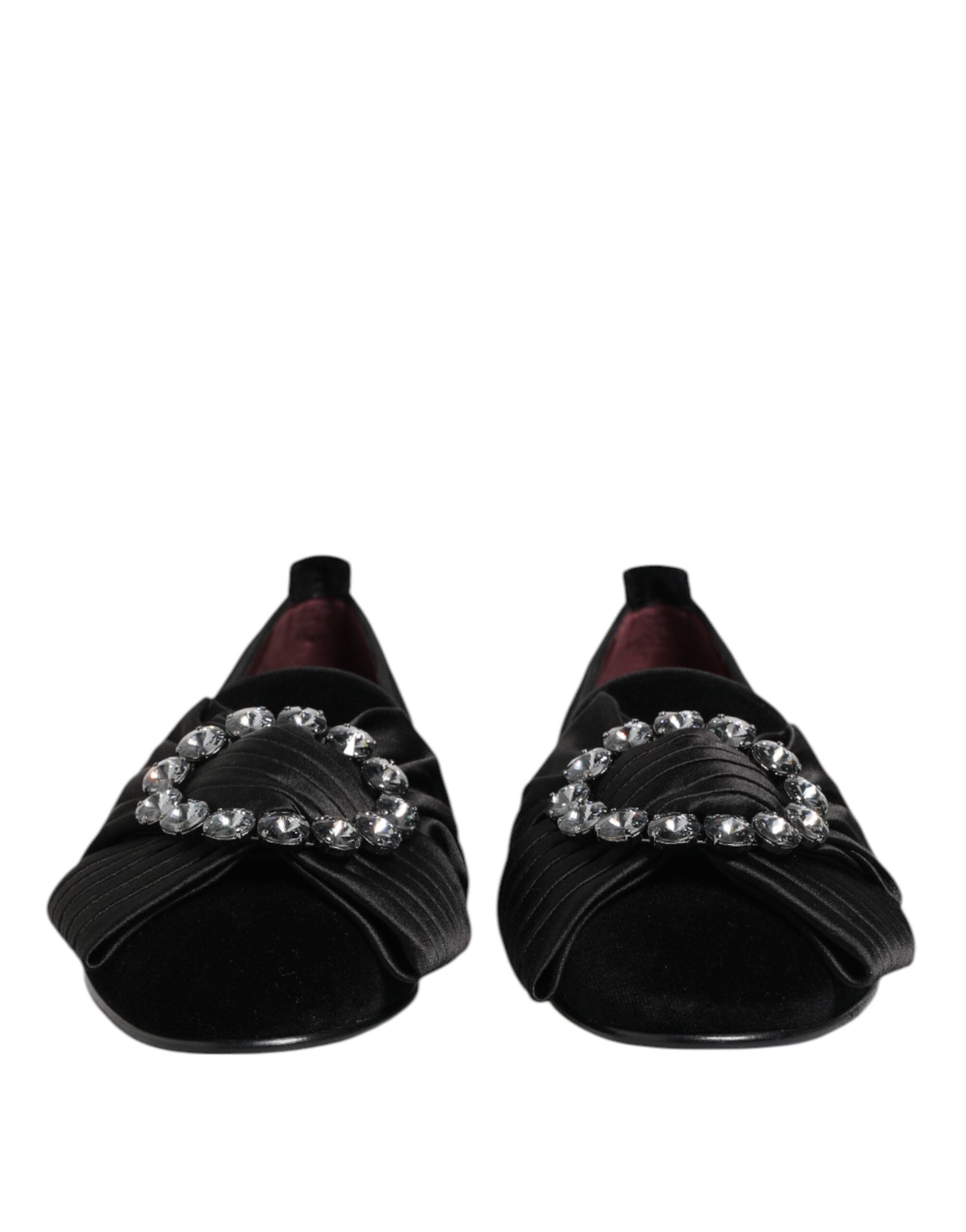 Dolce & Gabbana Black VATICANO Crystal Ribbon Slip On Shoes - Luxe Nova