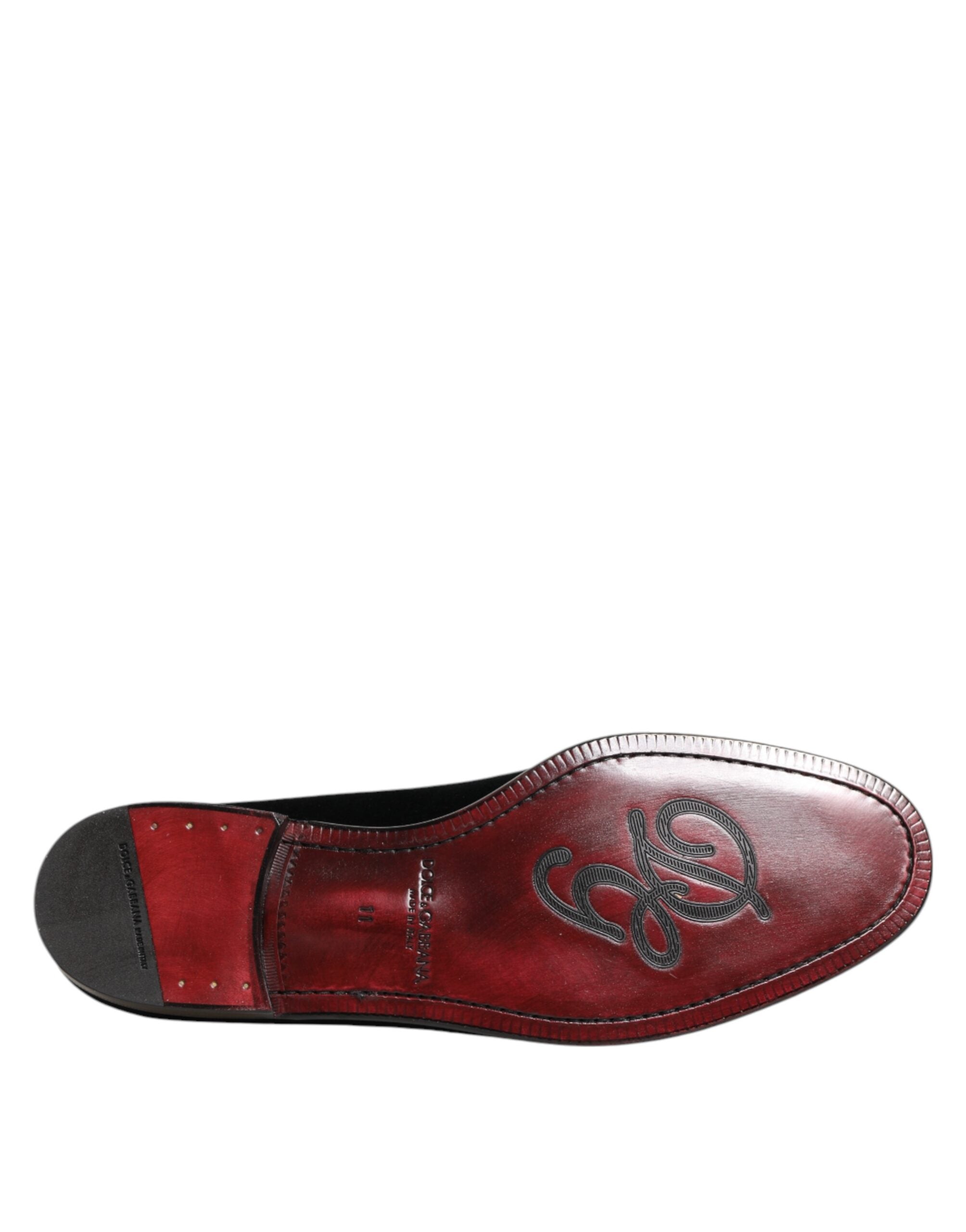 Dolce & Gabbana Black Velvet Slip On Loafers Men Formal Shoes