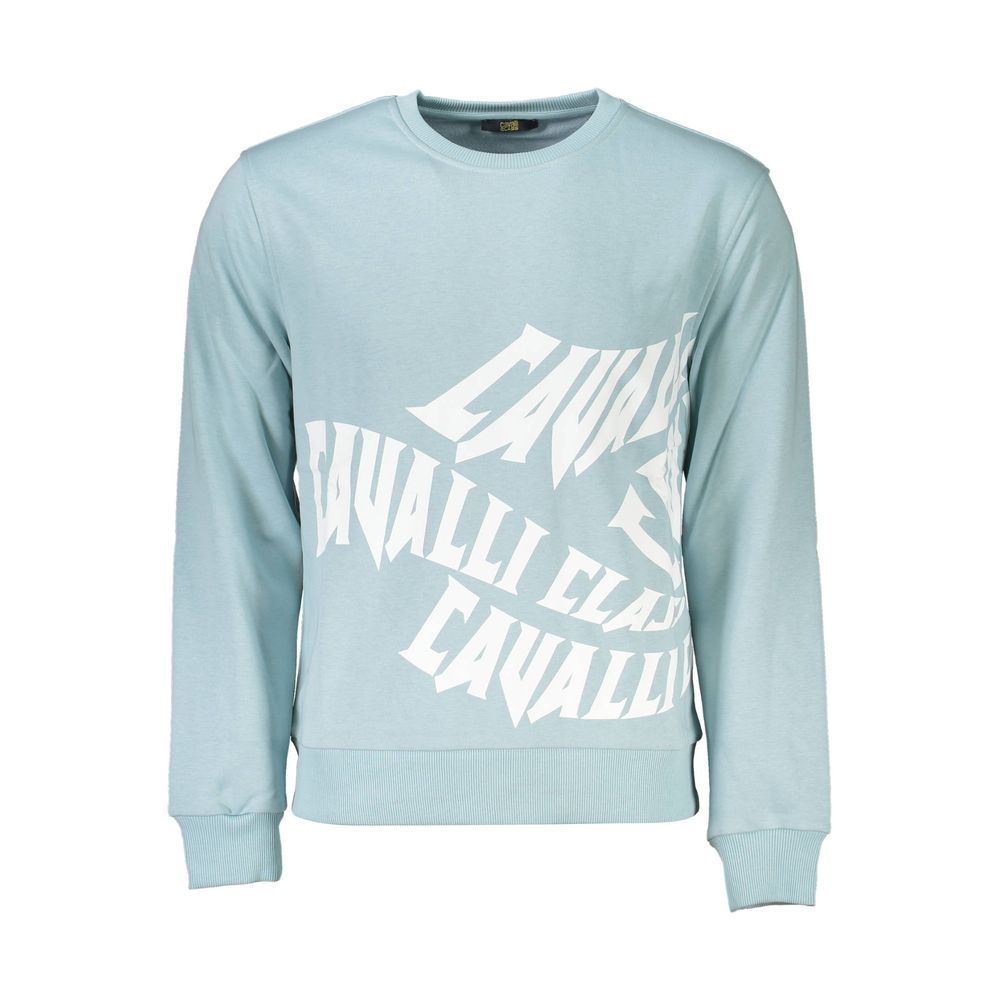Cavalli Class Azzurro Cotton Men Sweatshirt - Luxe Nova