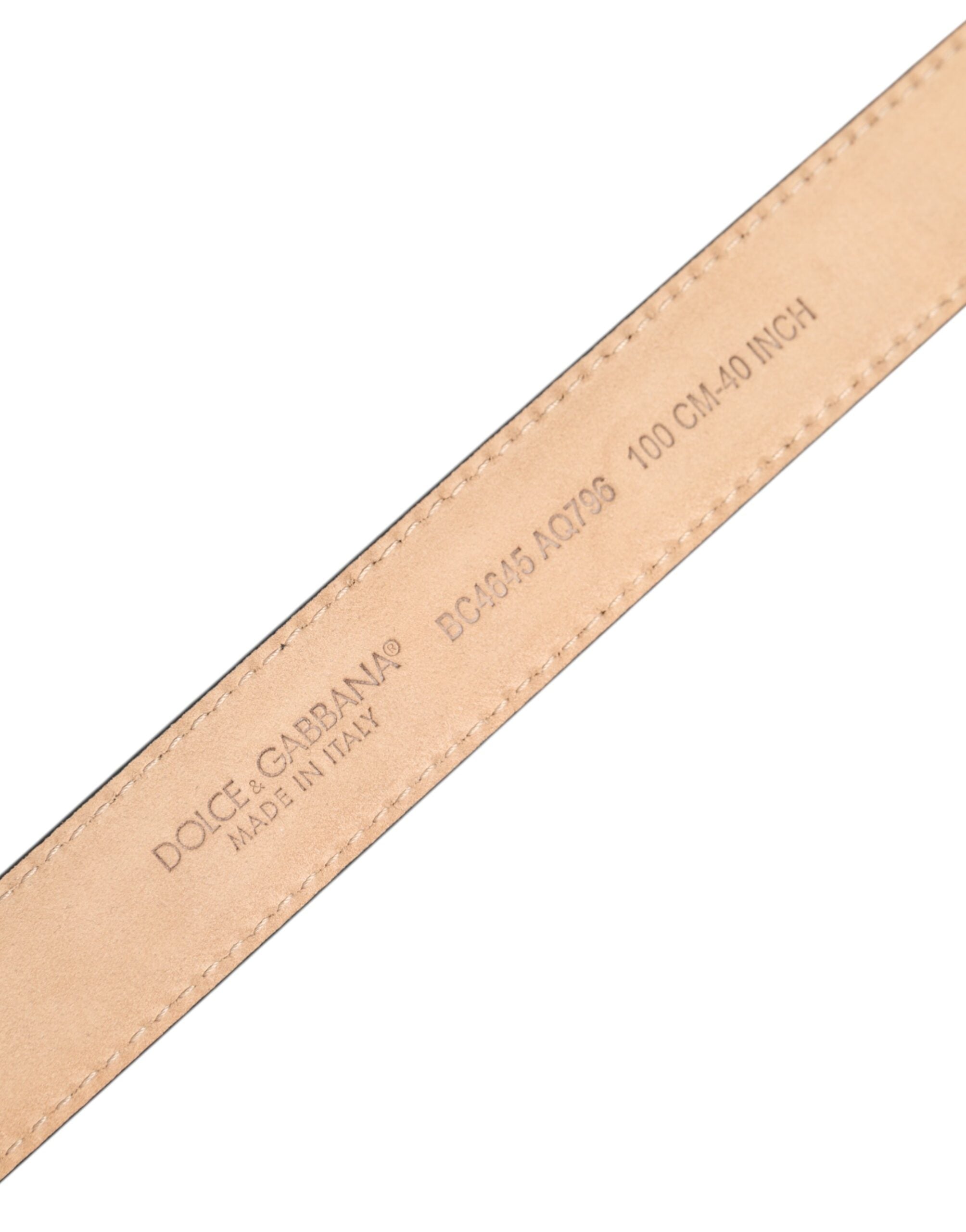 Dolce & Gabbana Metallic Leather Silver Tone Logo Buckle Belt - Luxe Nova