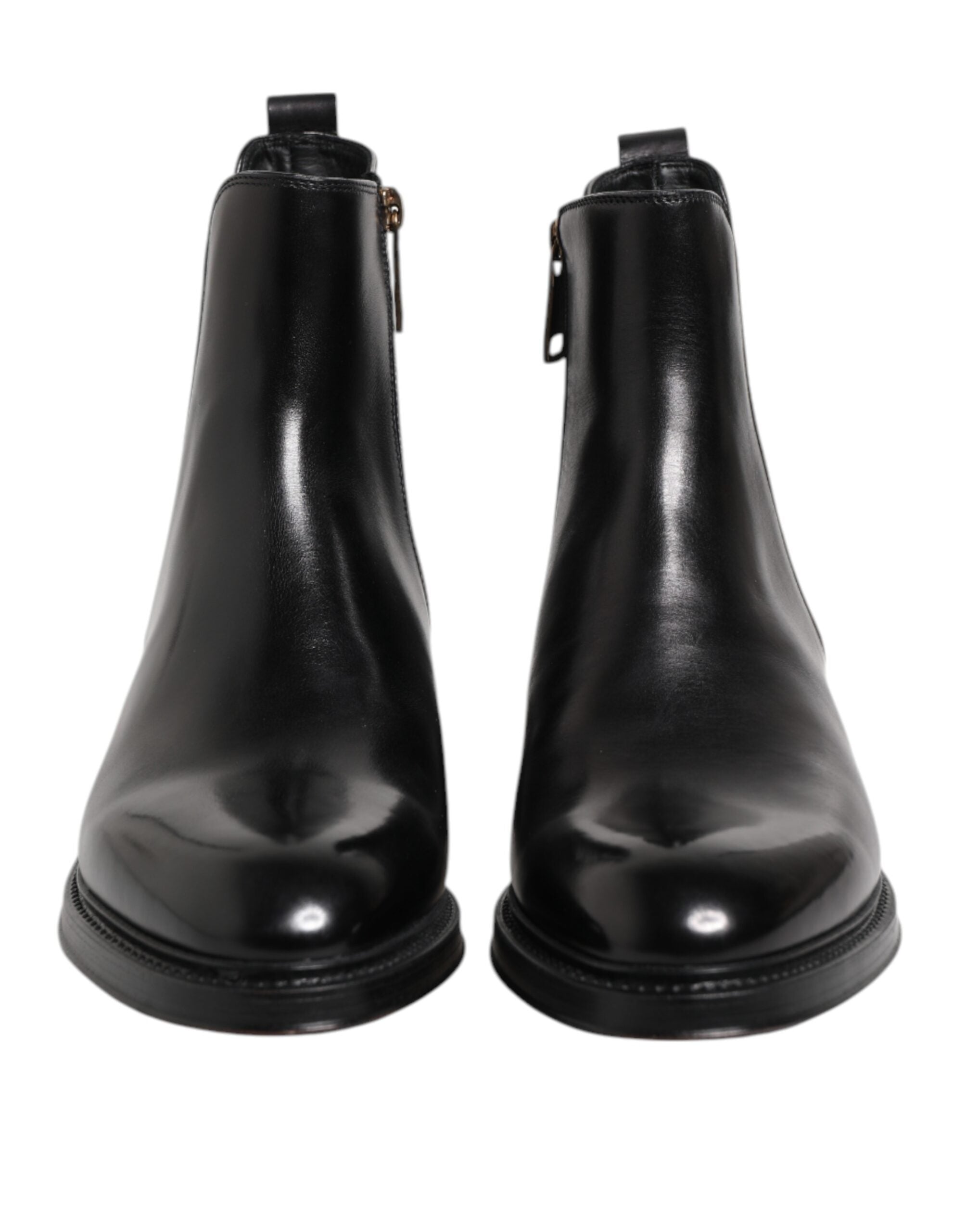 Dolce & Gabbana Black Chelsea Leather Mid Calf Boots Shoes - Luxe Nova