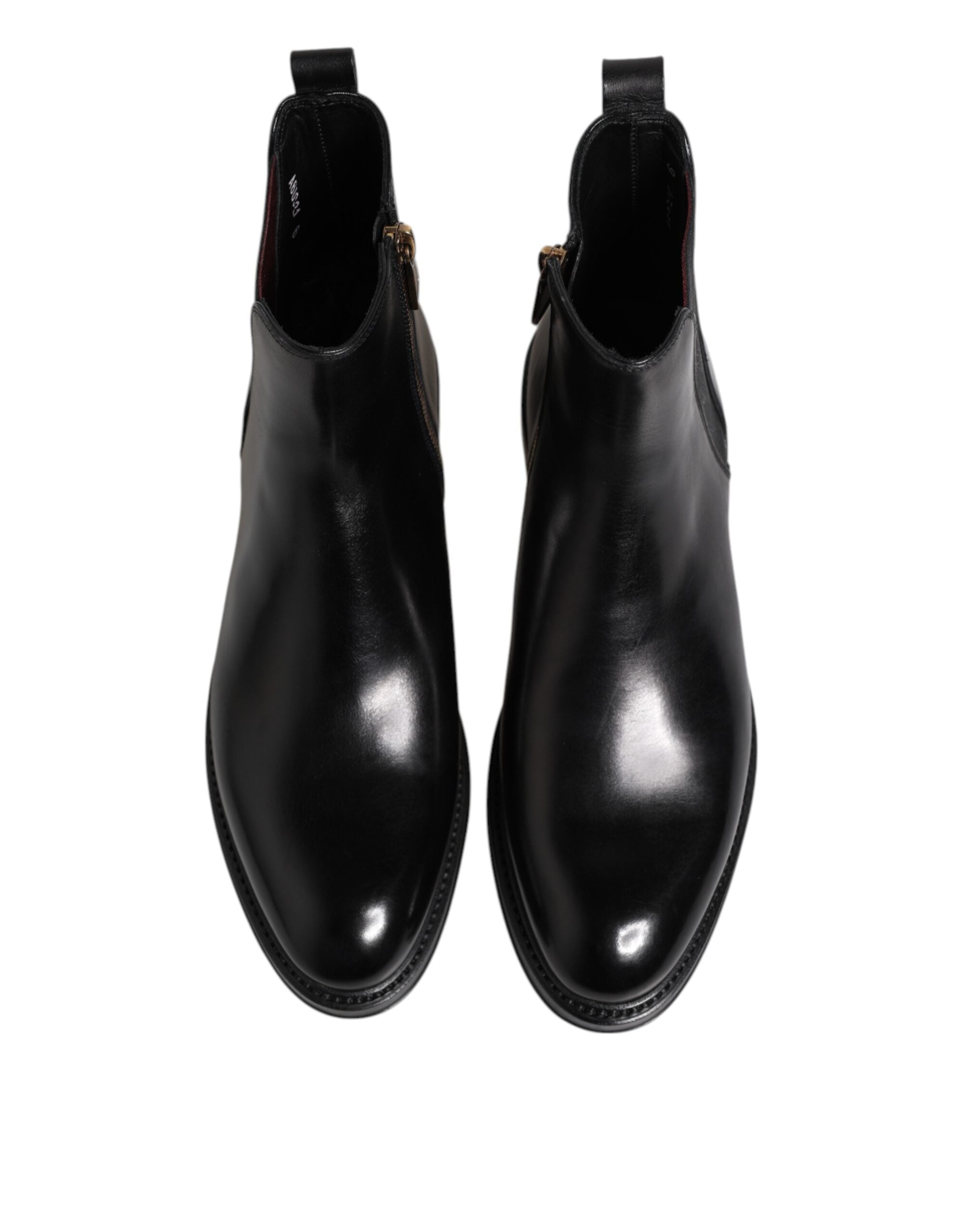 Dolce & Gabbana Black Chelsea Leather Mid Calf Boots Shoes - Luxe Nova