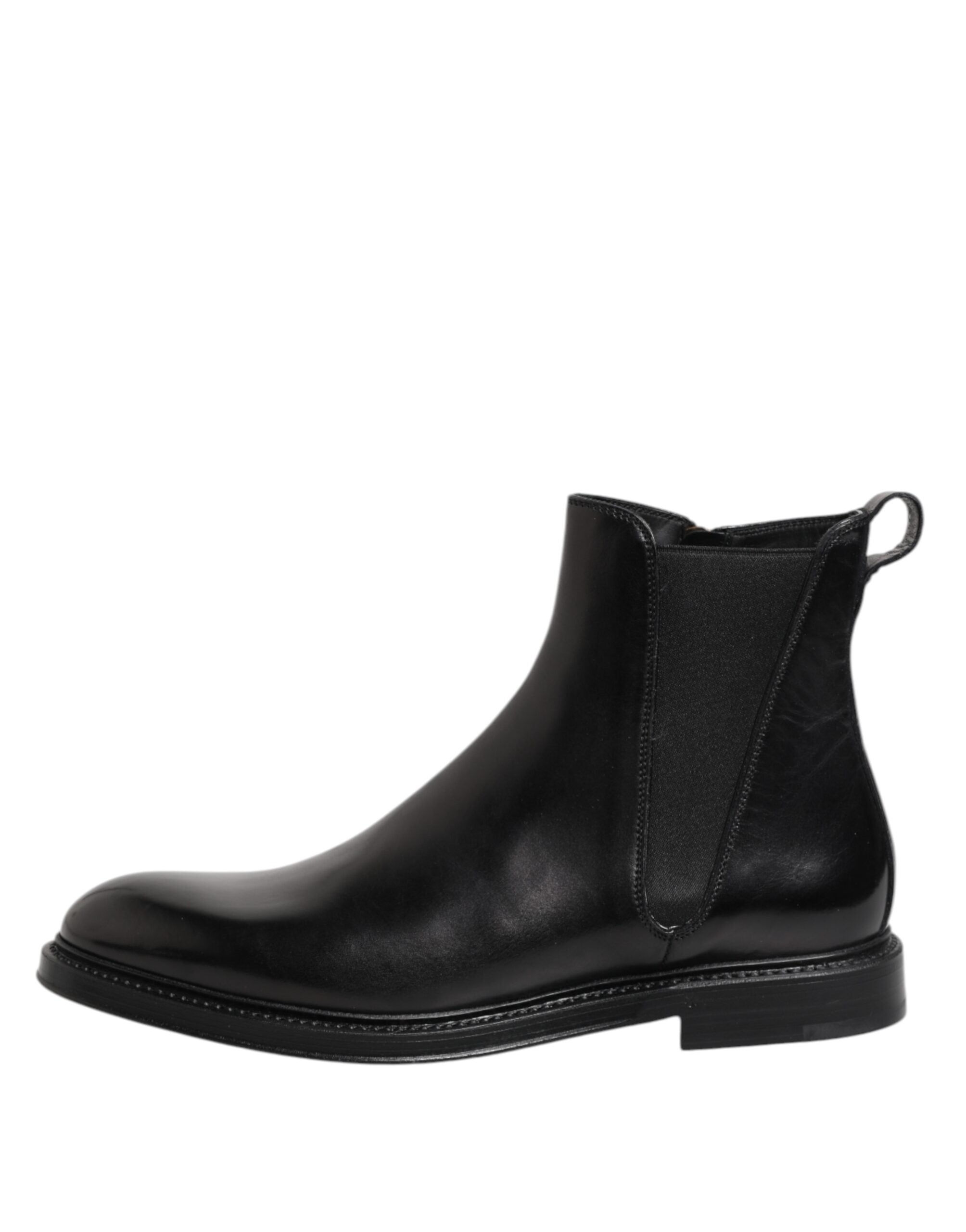 Dolce & Gabbana Black Chelsea Leather Mid Calf Boots Shoes - Luxe Nova