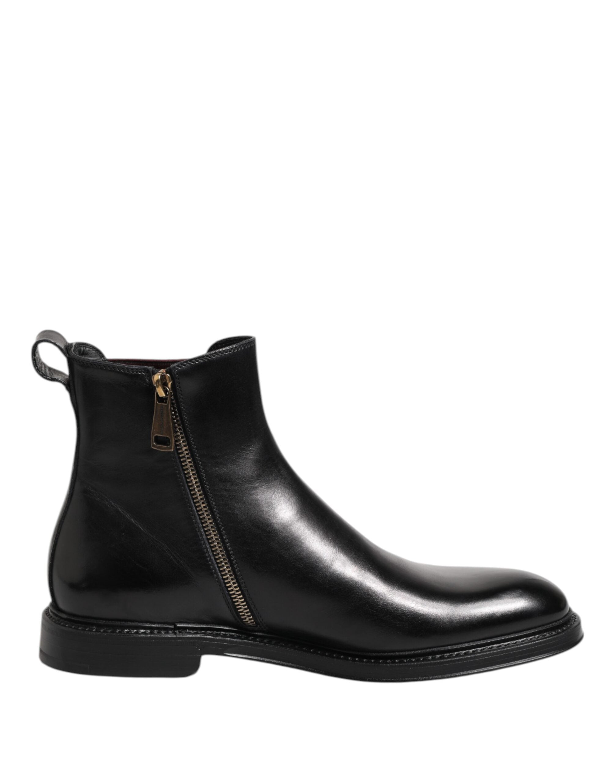 Dolce & Gabbana Black Chelsea Leather Mid Calf Boots Shoes - Luxe Nova