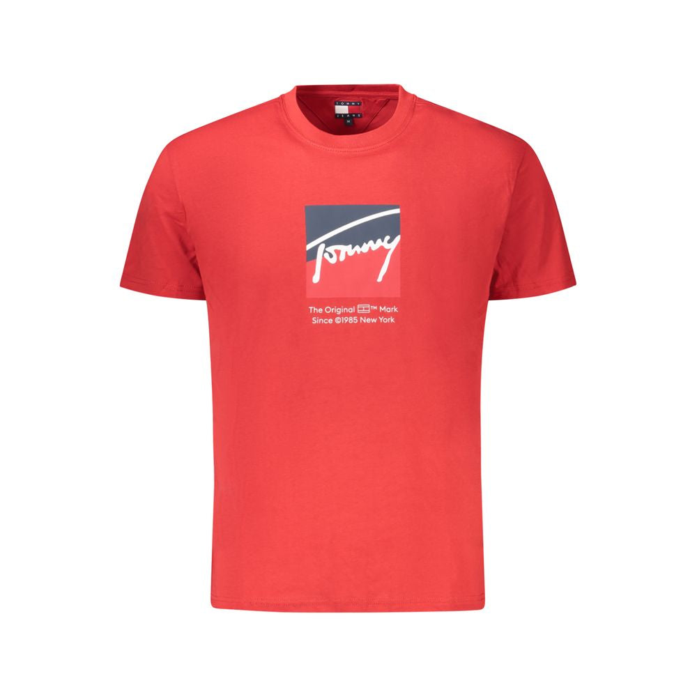Tommy Hilfiger Red Cotton Men T-Shirt - Luxe Nova