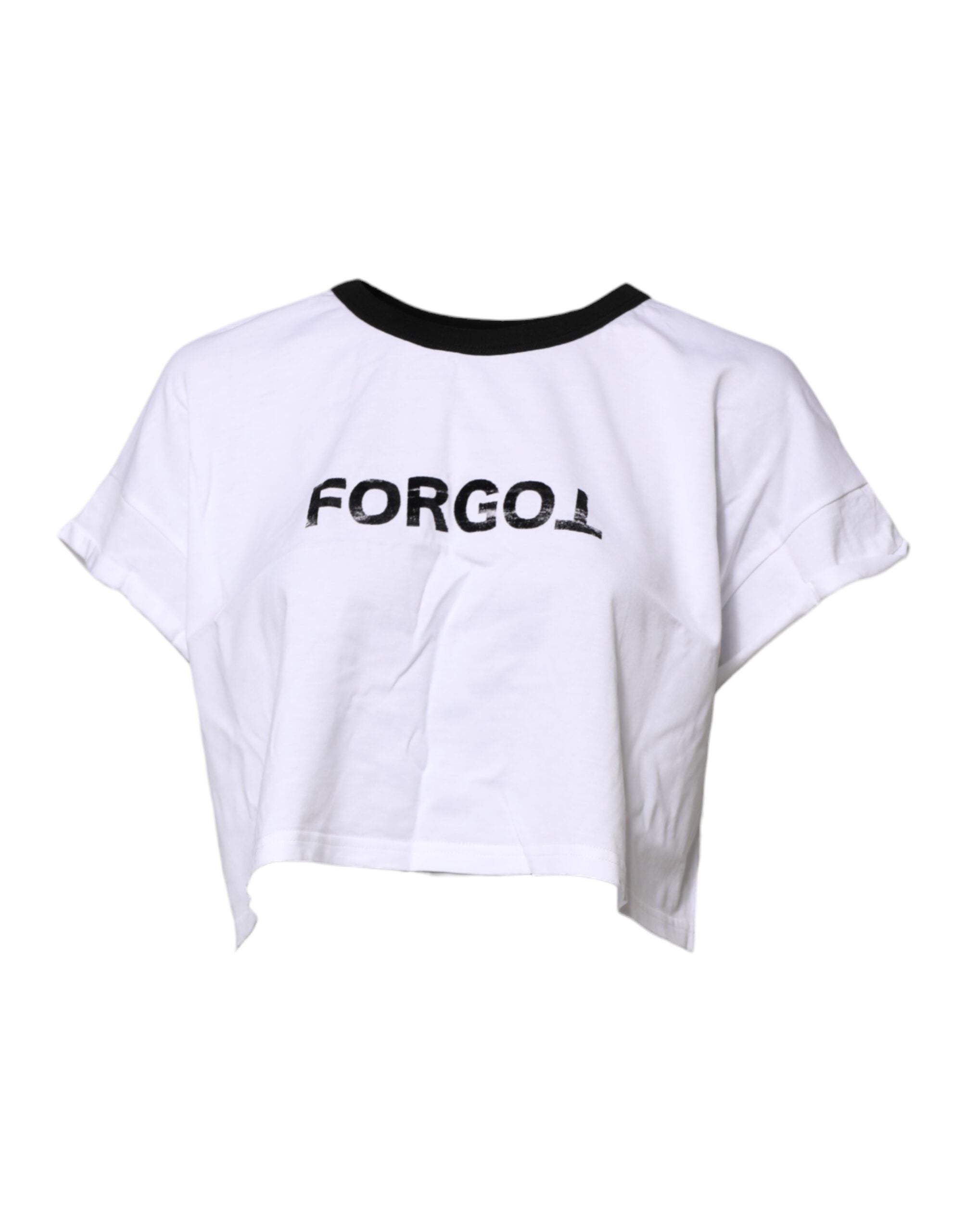 Dolce & Gabbana White Cotton Crew Neck Cropped Top T-shirt