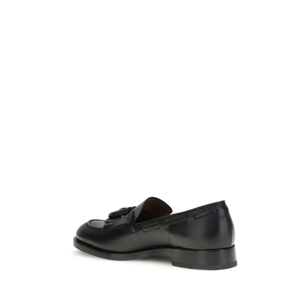Fratelli Rossetti Black Calf Leather Bos Taurus Slip-On Loafers - Luxe Nova