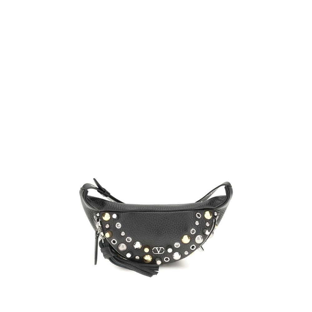 Valentino Garavani Black Calf Leather Bos Taurus Shoulder Bag