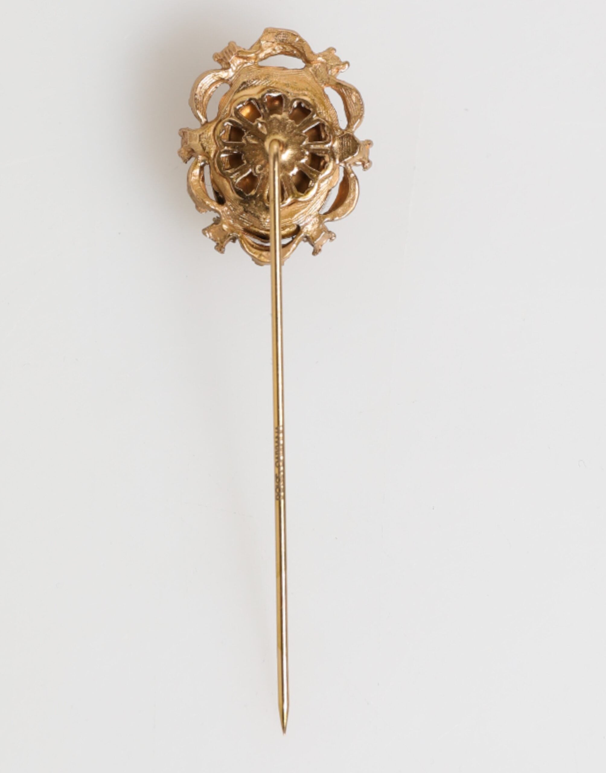 Dolce & Gabbana Gold Tone Green Stone Antique Men Accessory Brooch Pin