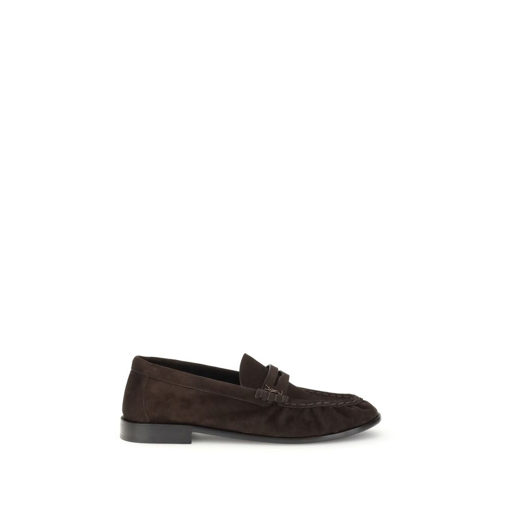 Saint Laurent Brown Calf Leather Bos Taurus Slip-On Loafers - Luxe Nova