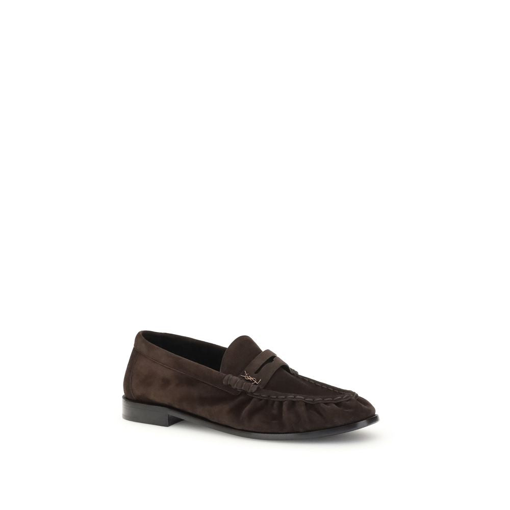 Saint Laurent Brown Calf Leather Bos Taurus Slip-On Loafers - Luxe Nova