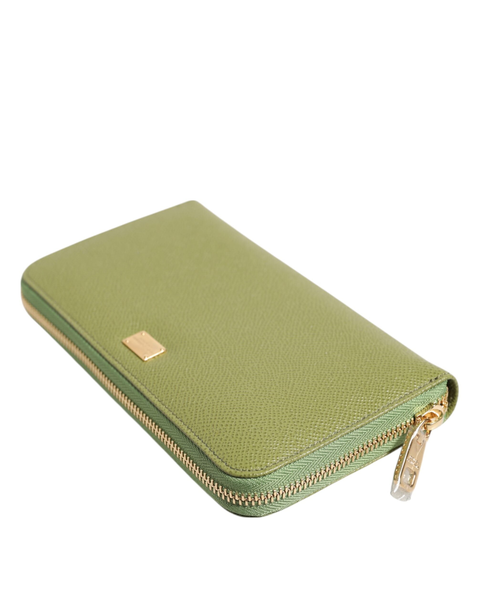 Dolce & Gabbana Green Leather Logo Plaque Zip Around Continenta Wallet - Luxe Nova