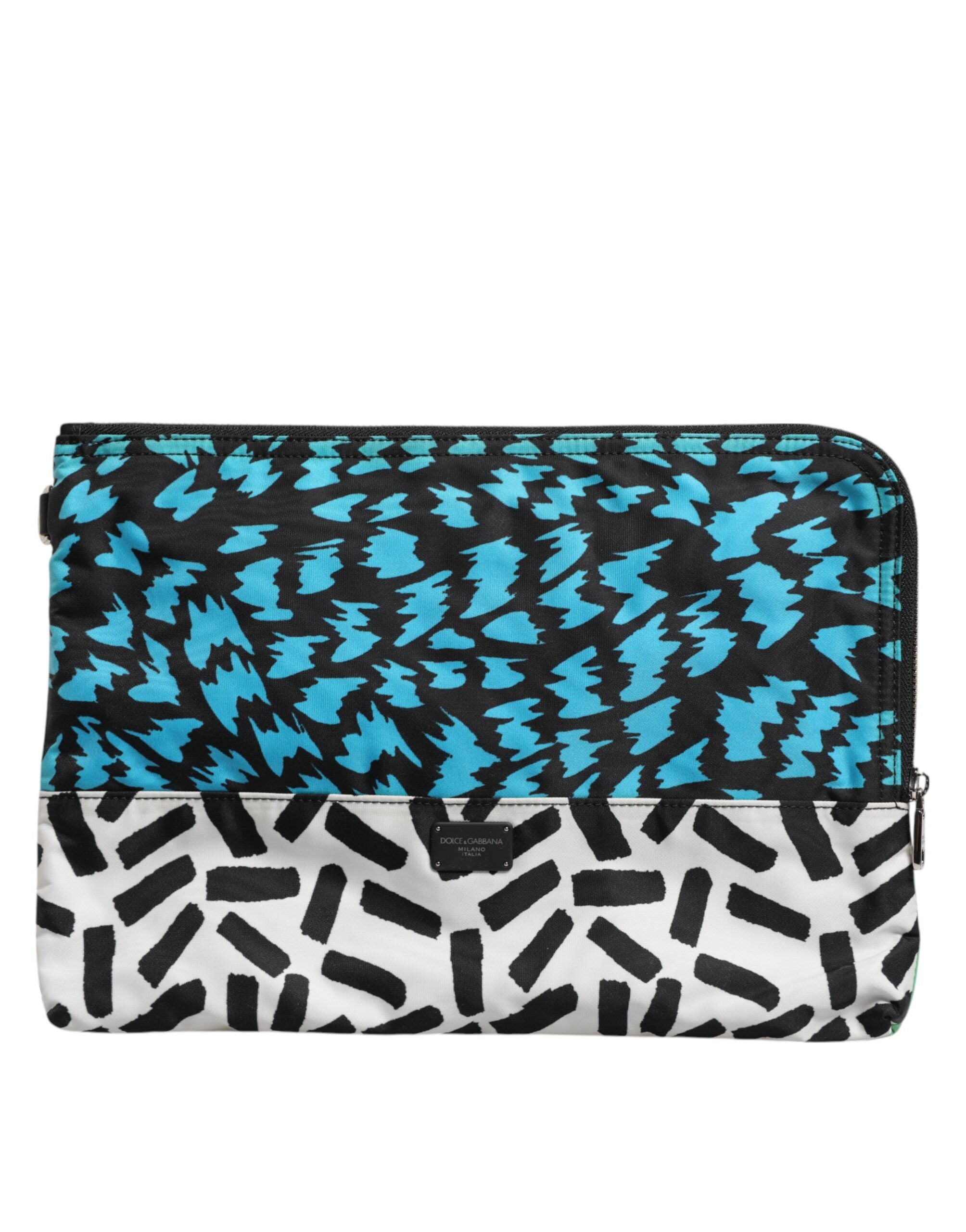 Dolce & Gabbana Multicolor Printed Nylon Logo Plaque Men Clutch Pouch Bag