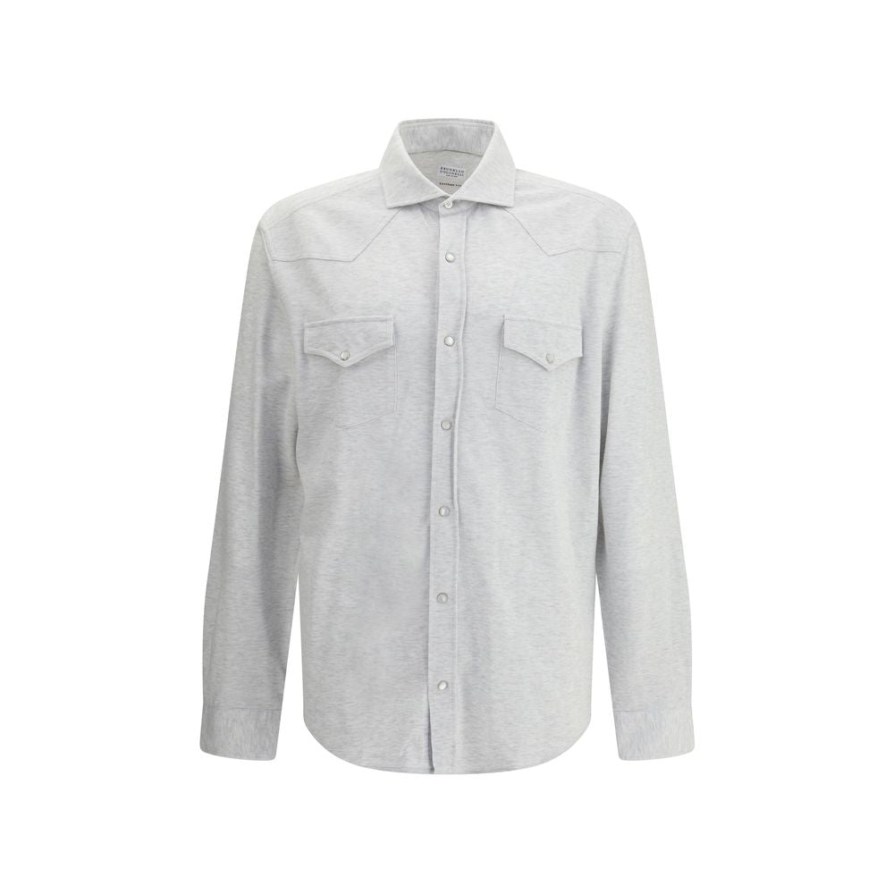 Brunello Cucinelli Gray Cotton Shirt - Luxe Nova