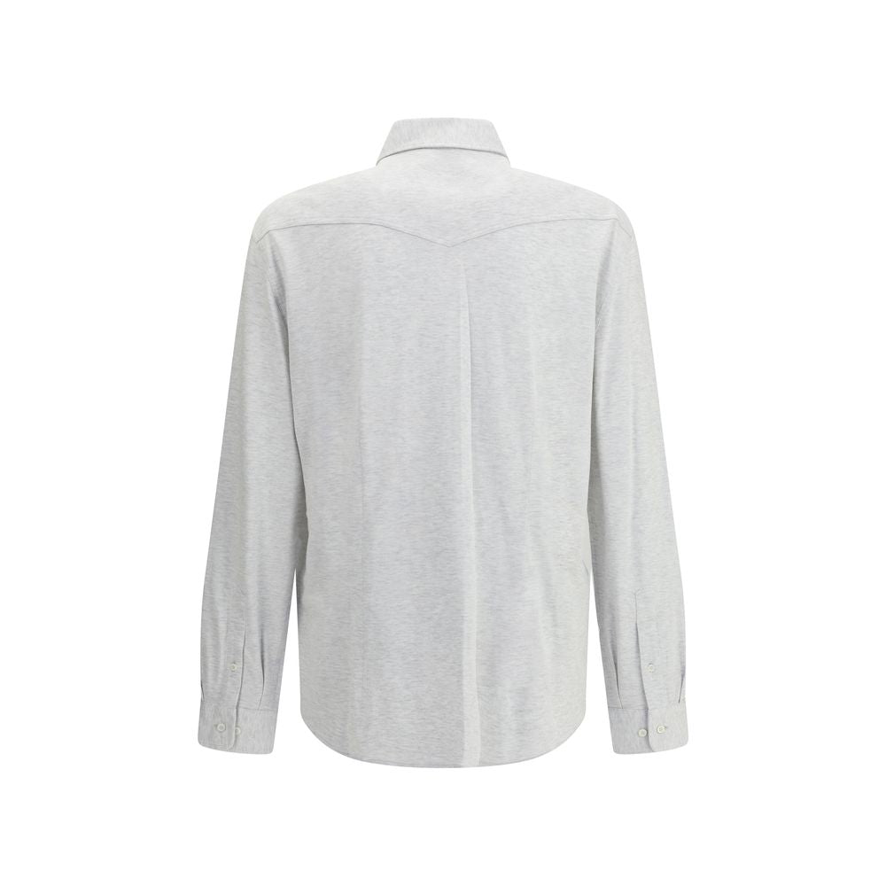 Brunello Cucinelli Gray Cotton Shirt - Luxe Nova