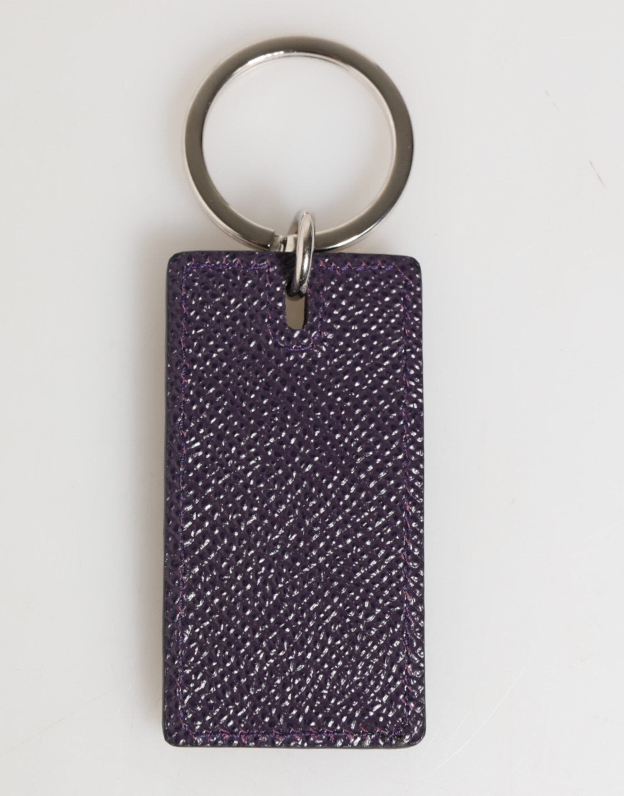 Dolce & Gabbana Violet Leather Logo Metal Ring Men Keychain Keyring - Luxe Nova