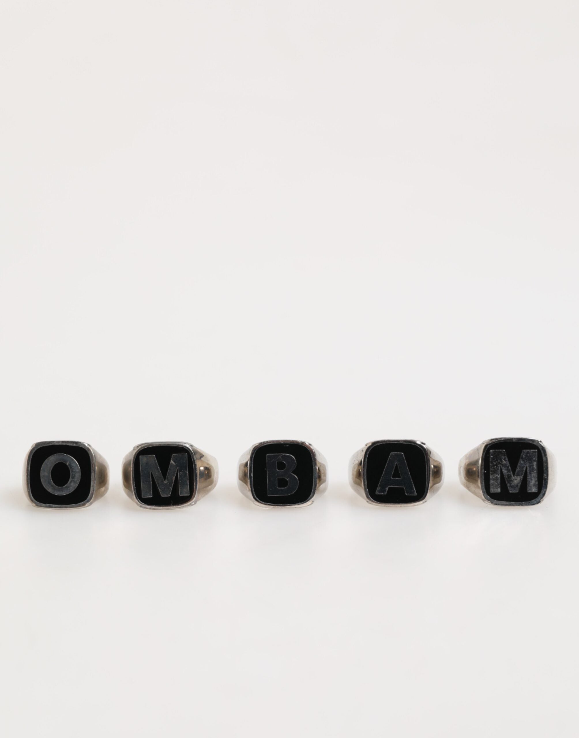 Dolce & Gabbana Silver Tone Brass Lettering Set 5 Pieces Adjustable Ring