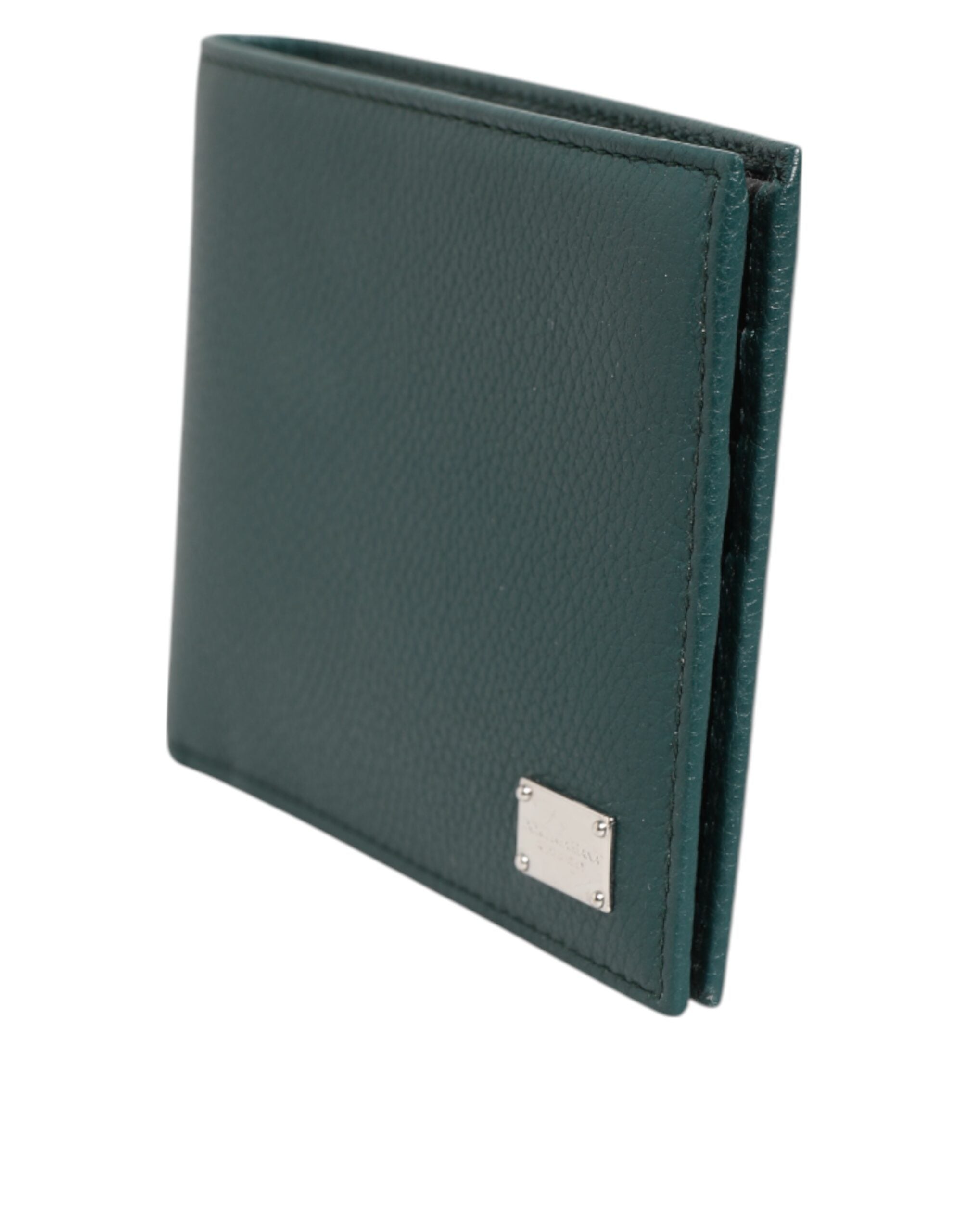 Dolce & Gabbana Green Leather DG Logo Plaque Bifold Men Card Holder Wallet - Luxe Nova