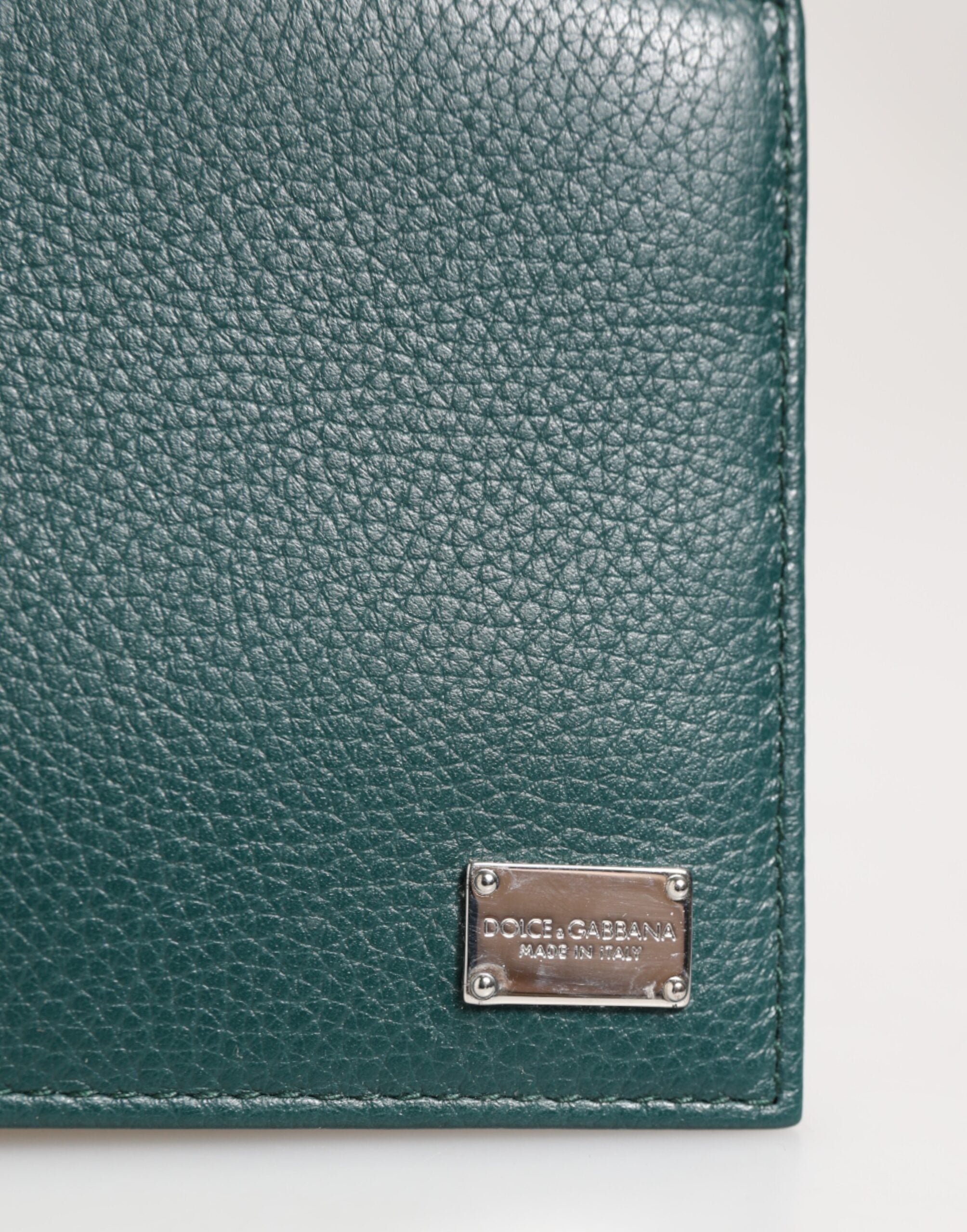 Dolce & Gabbana Green Leather DG Logo Plaque Bifold Men Card Holder Wallet - Luxe Nova
