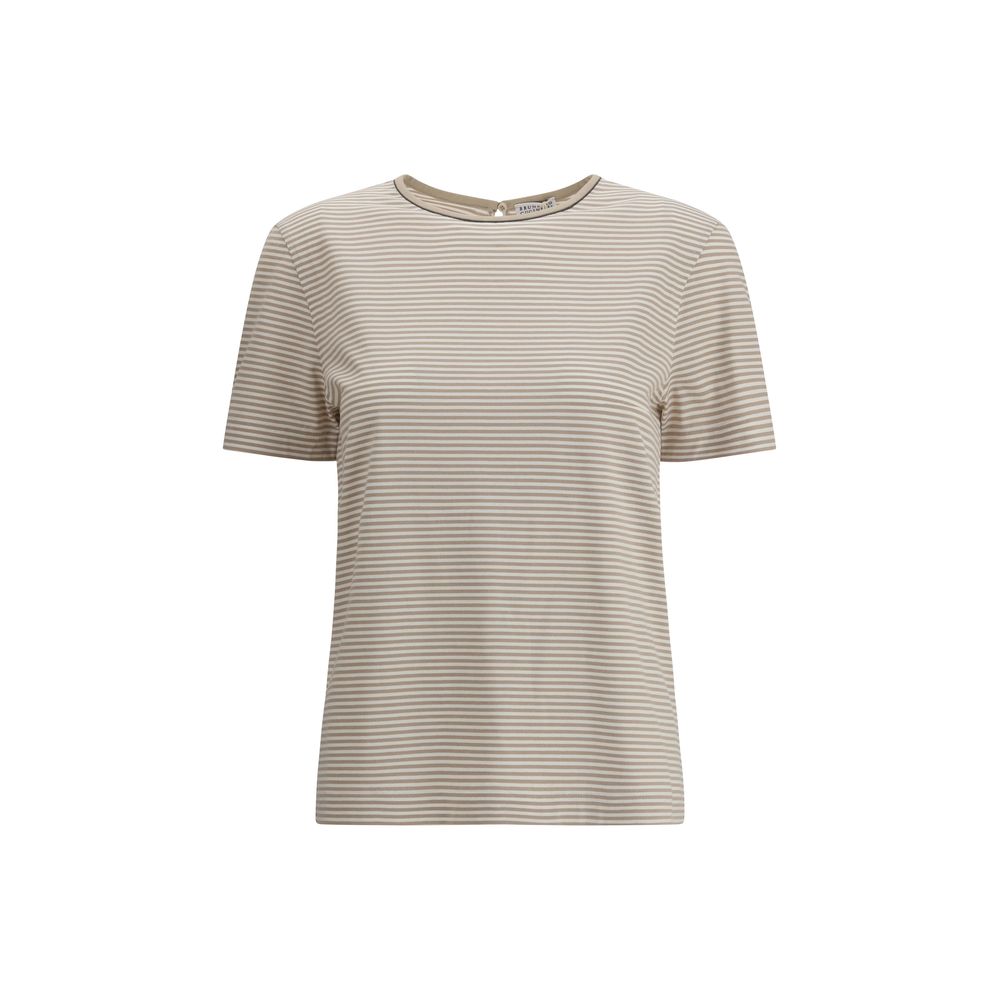 Brunello Cucinelli Beige Cotton T-Shirt - Luxe Nova