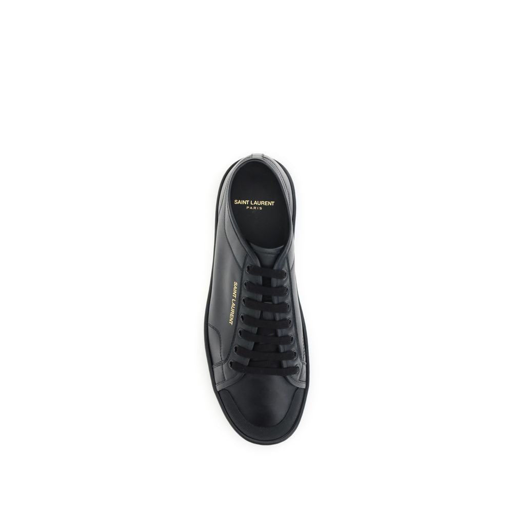 Saint Laurent Black Calf Leather Bos Taurus Low Top Sneakers - Luxe Nova