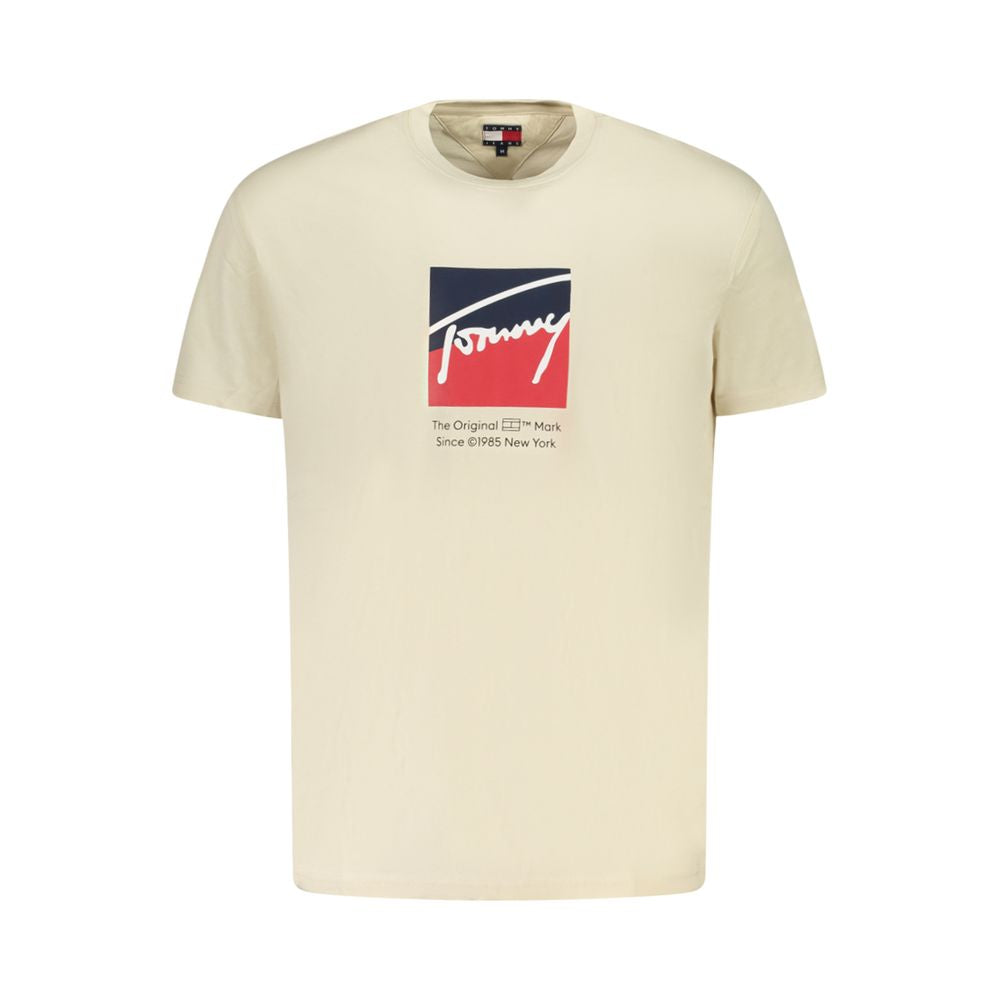 Tommy Hilfiger Beige Cotton Men's T-Shirt - Luxe Nova
