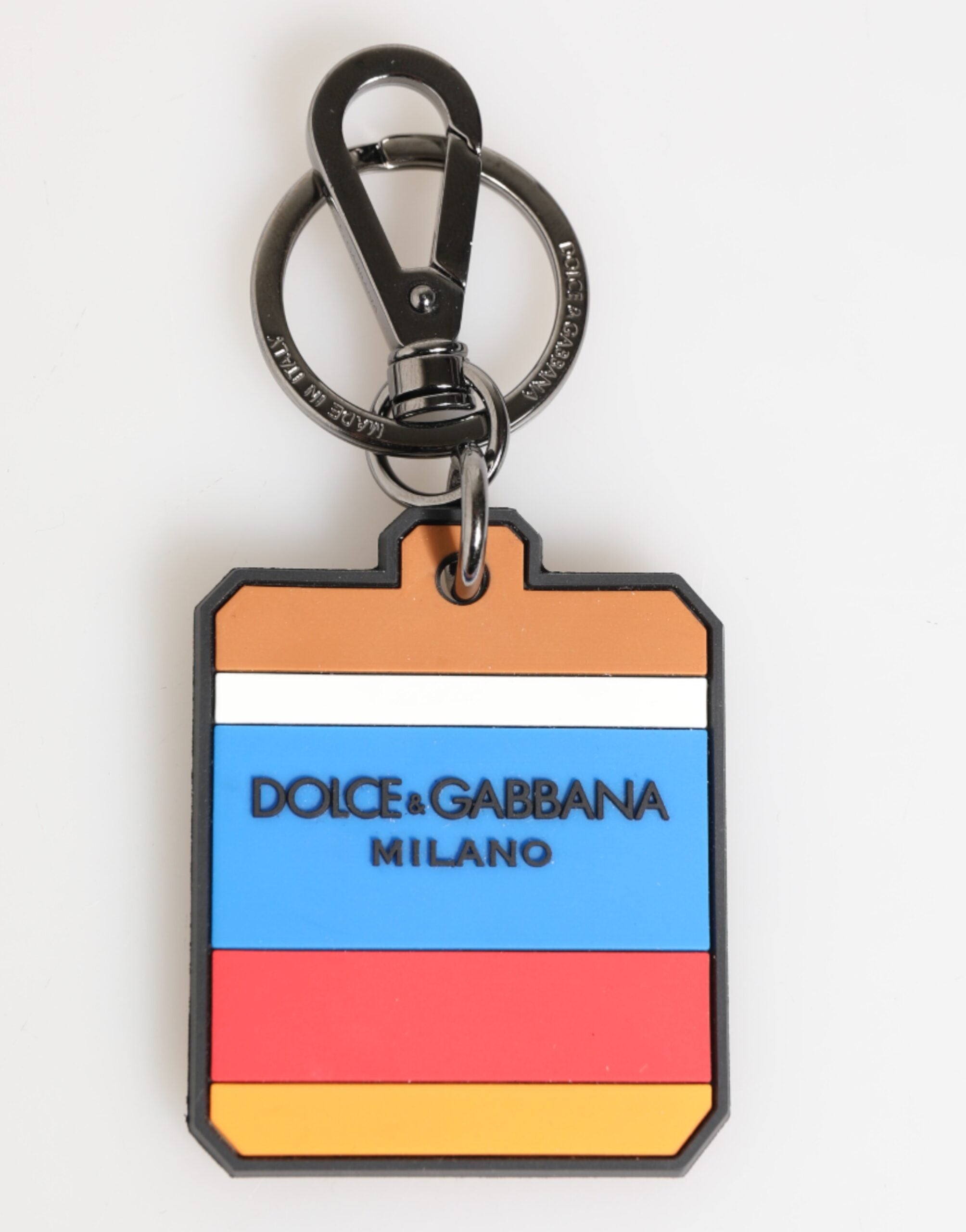 Dolce & Gabbana Multicolor DG Rubber Logo Silver Men's Keychain Keyring - Luxe Nova