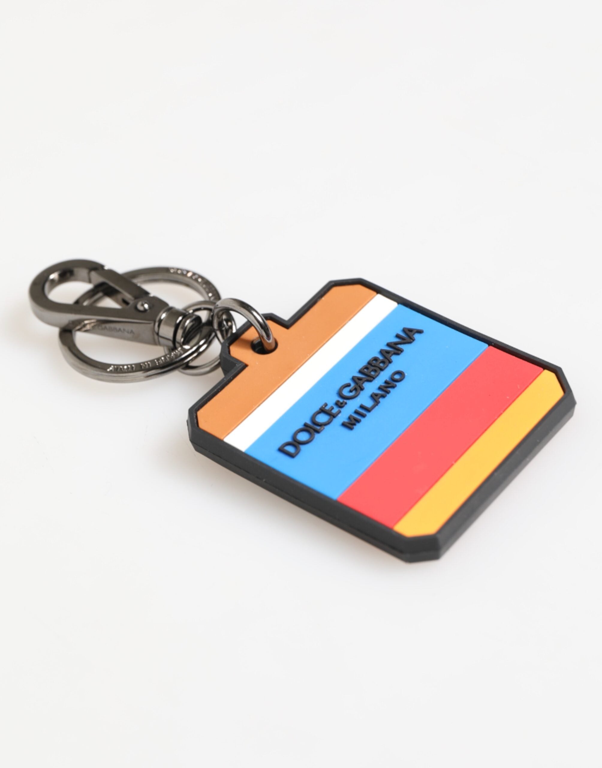 Dolce & Gabbana Multicolor DG Rubber Logo Silver Men's Keychain Keyring - Luxe Nova