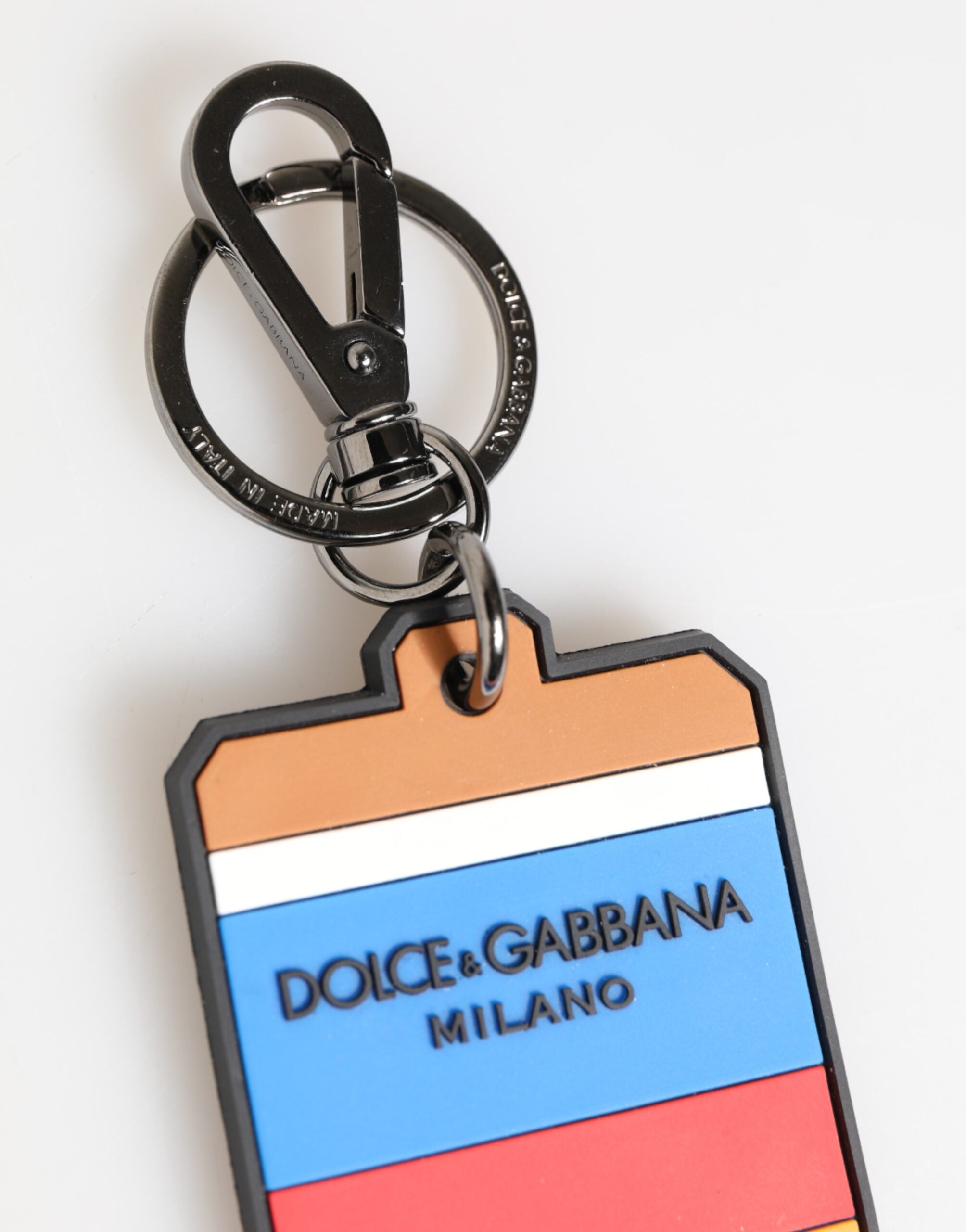 Dolce & Gabbana Multicolor DG Rubber Logo Silver Men's Keychain Keyring - Luxe Nova