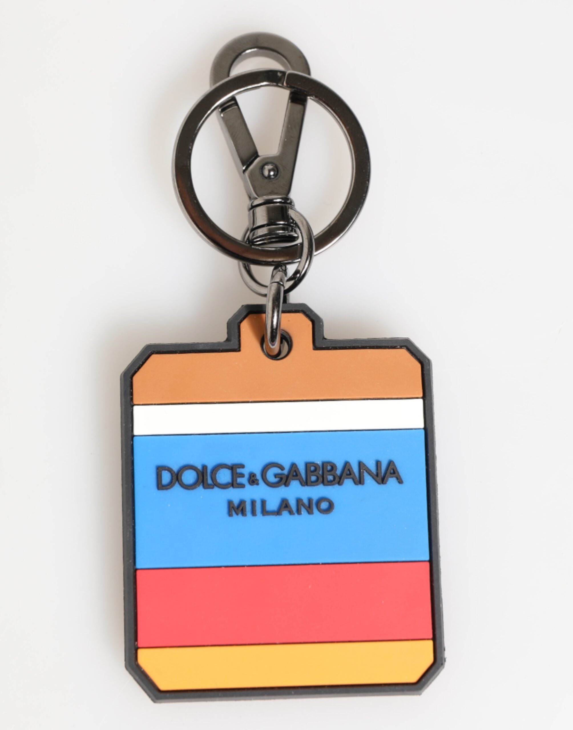 Dolce & Gabbana Multicolor DG Rubber Logo Silver Men's Keychain Keyring - Luxe Nova