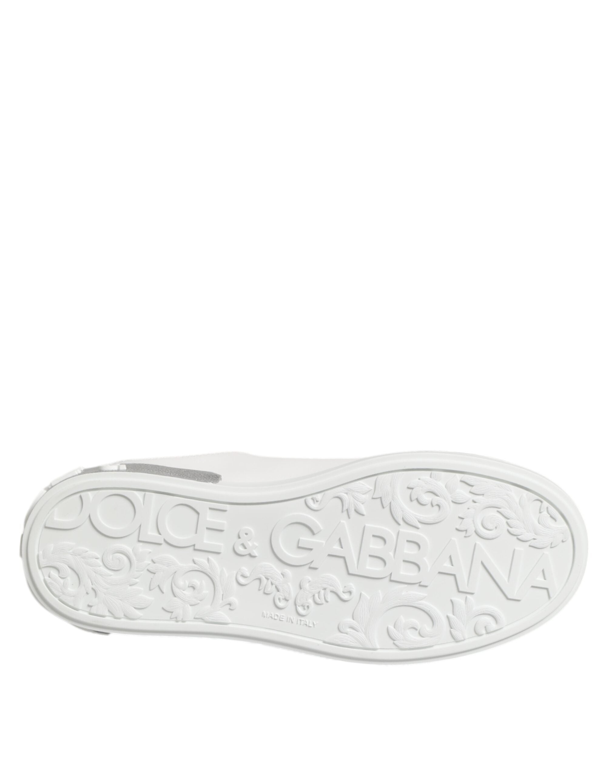 Dolce & Gabbana White Purple Leather Low Top Sneakers Shoes