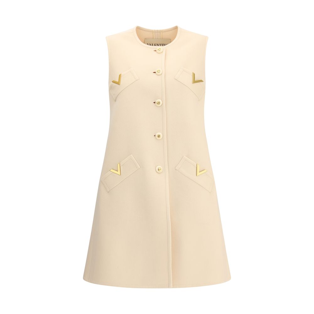 Valentino Beige Fleece Wool Casual Dress