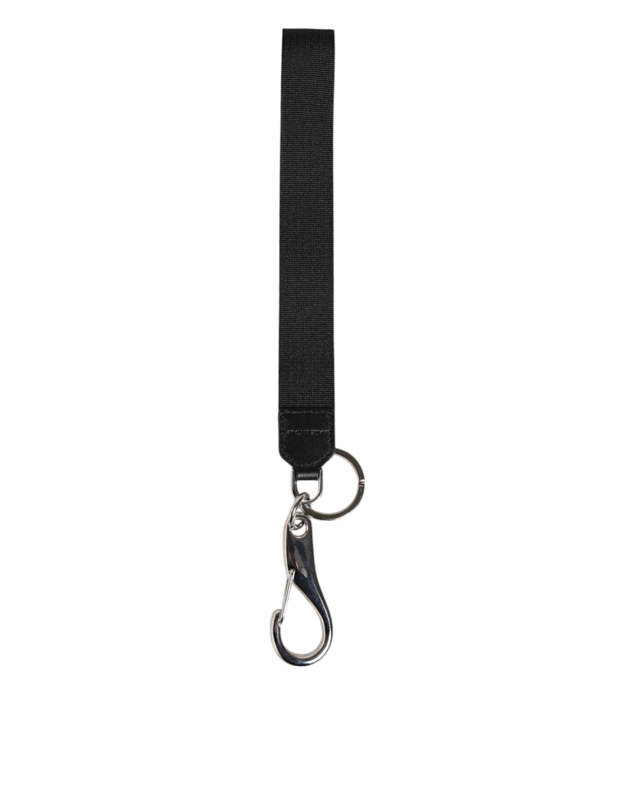 Dolce & Gabbana Black Burgundy Nylon DG Logo Crown Holder Keychain Keyring - Luxe Nova