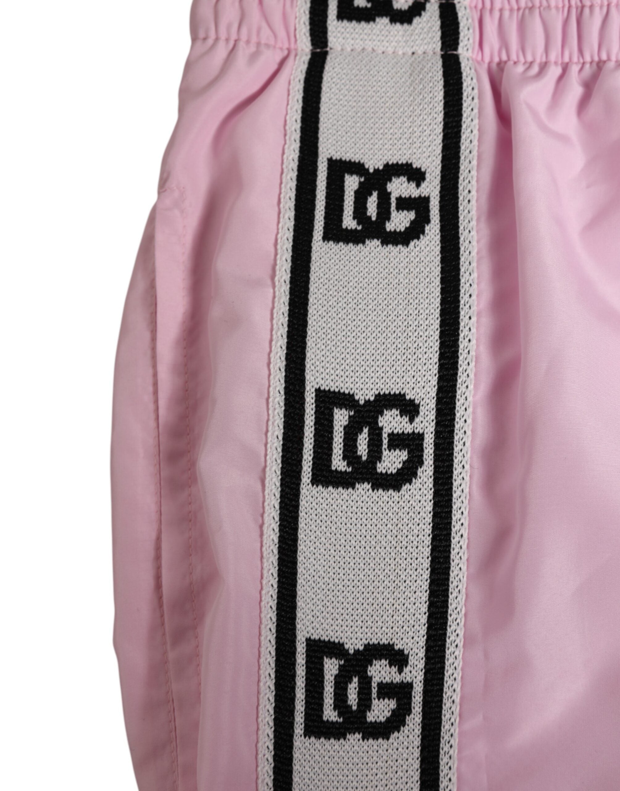 Dolce & Gabbana Pink Nylon Logo Side Stripe Beachwear Men Swimwear