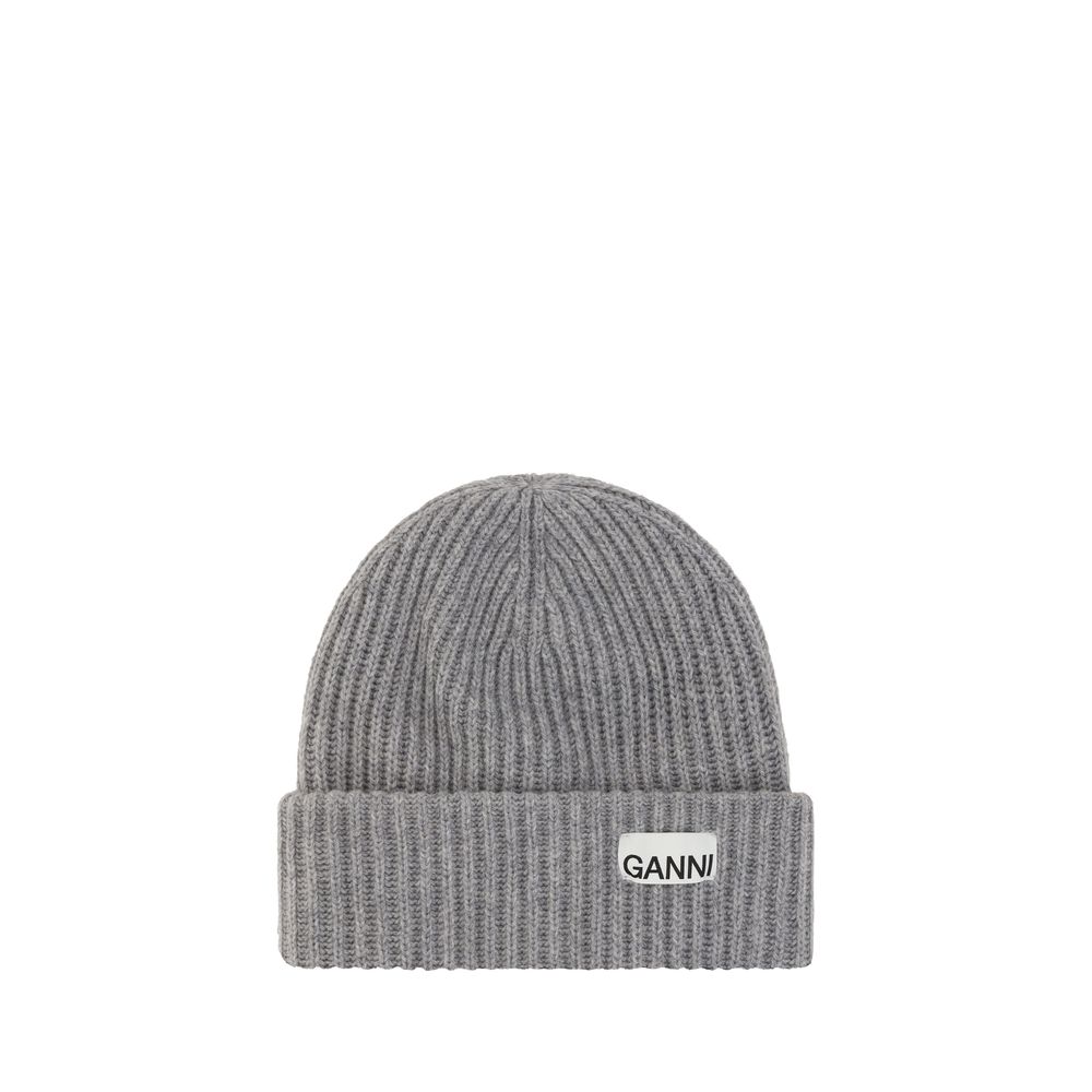 Ganni Gray Wool Beanie