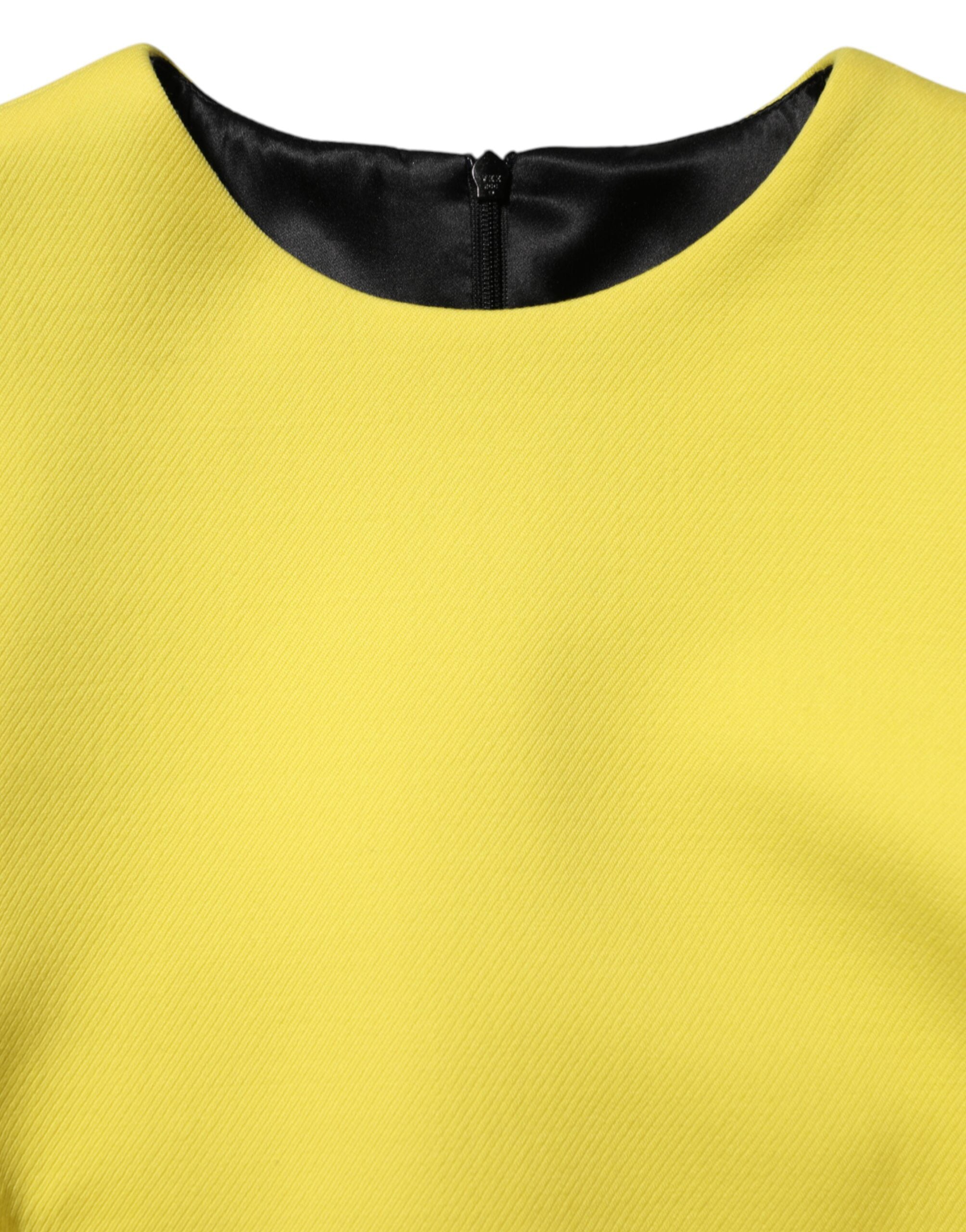 Dolce & Gabbana Yellow Viscose Acetate Mini Long Sleeve Dress