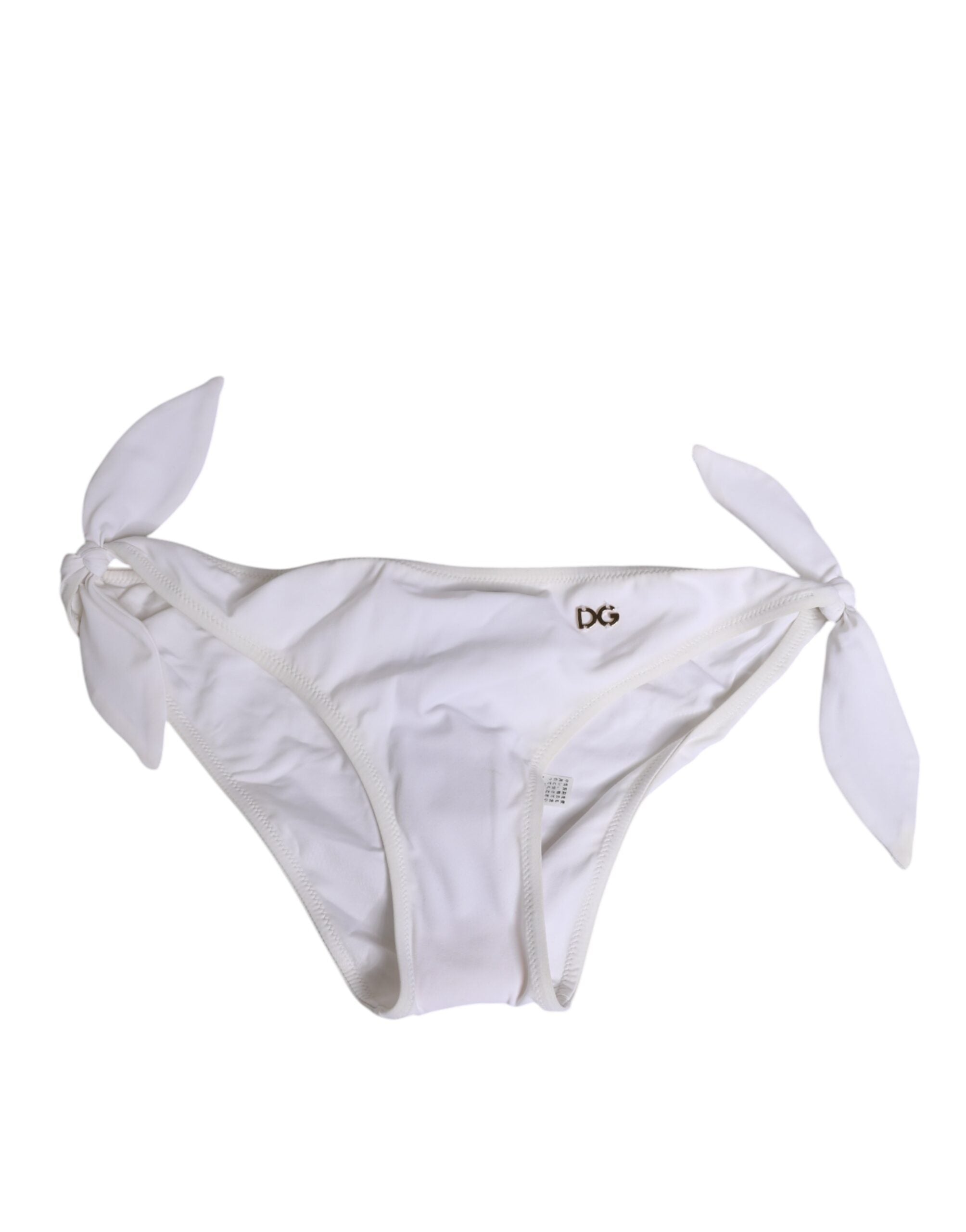 Dolce & Gabbana White Side Tie Logo Bikini Bottom Underwear