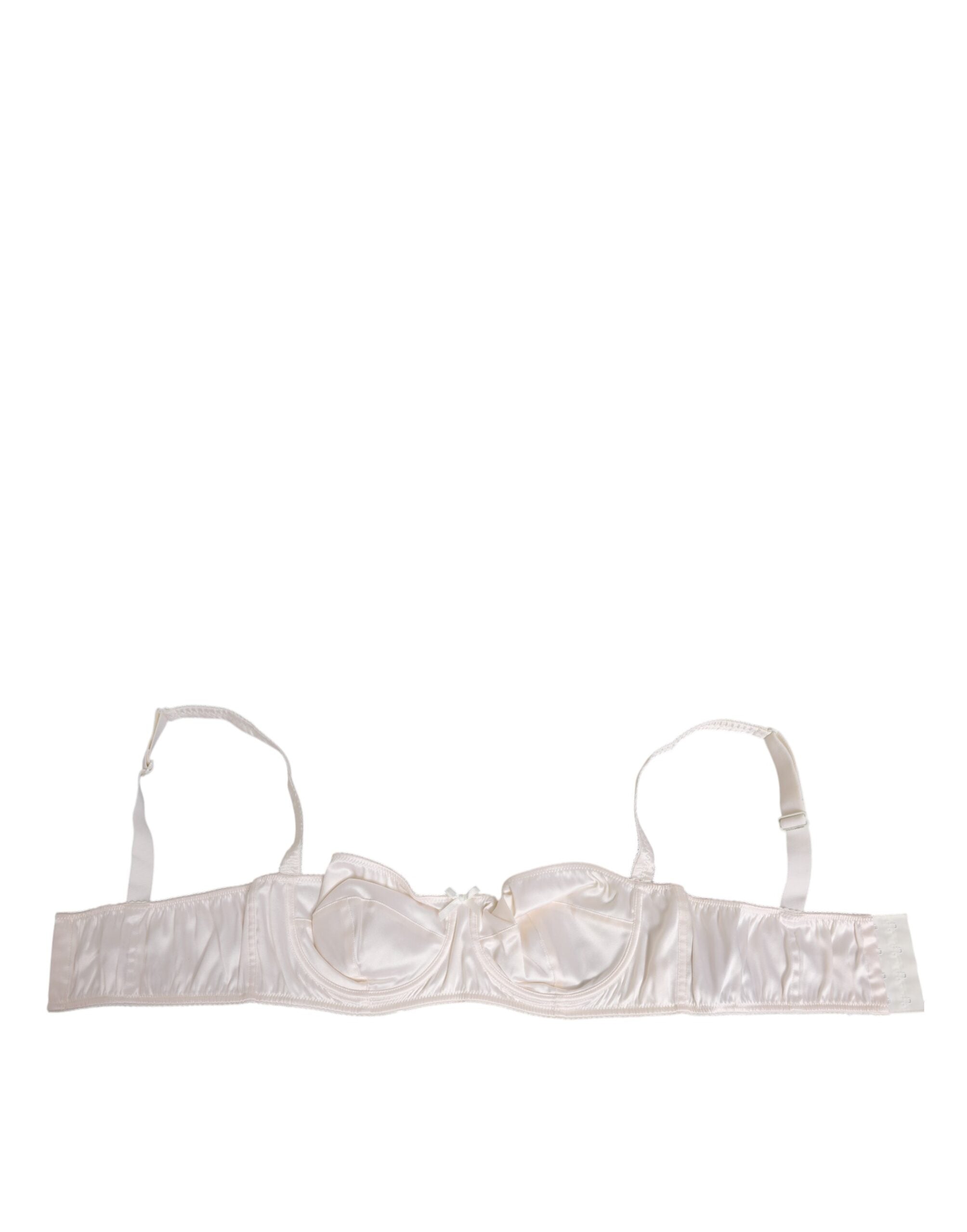 Dolce & Gabbana White Silk Satin Balconnet Lingerie Bra Underwear
