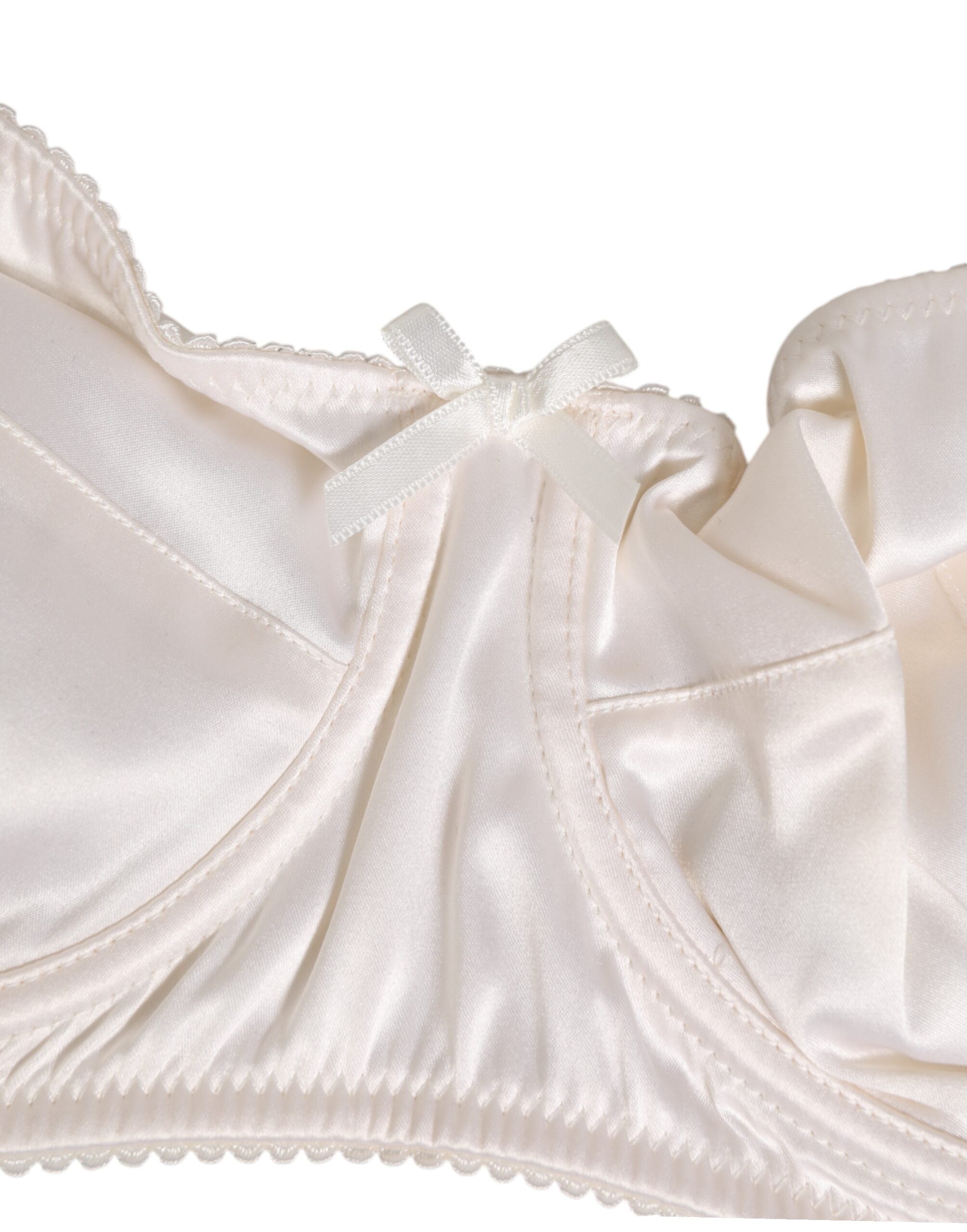 Dolce & Gabbana White Silk Satin Balconnet Lingerie Bra Underwear - Luxe Nova