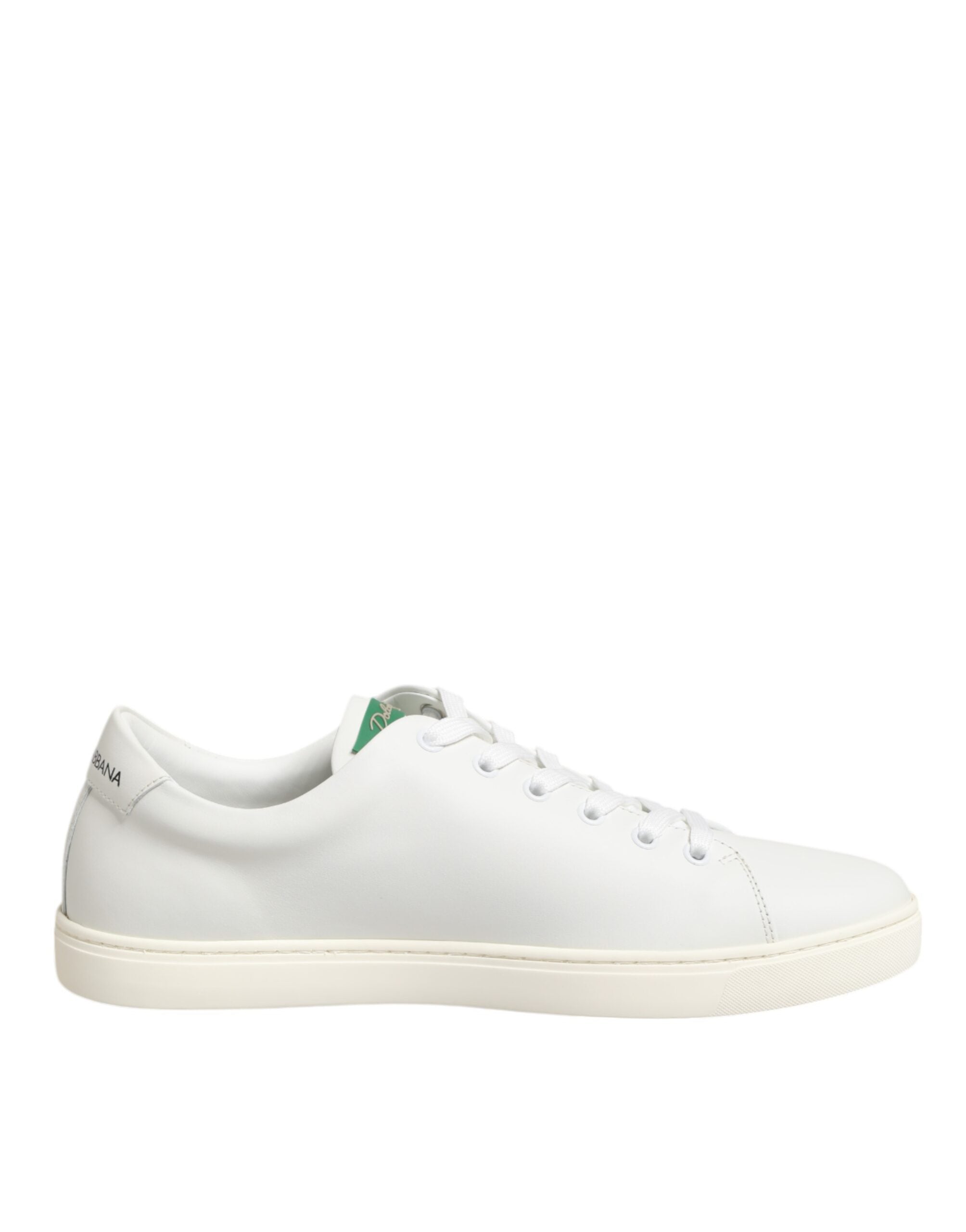 Dolce & Gabbana White Leather Rose Embroidery Low-Top  Shoes - Luxe Nova