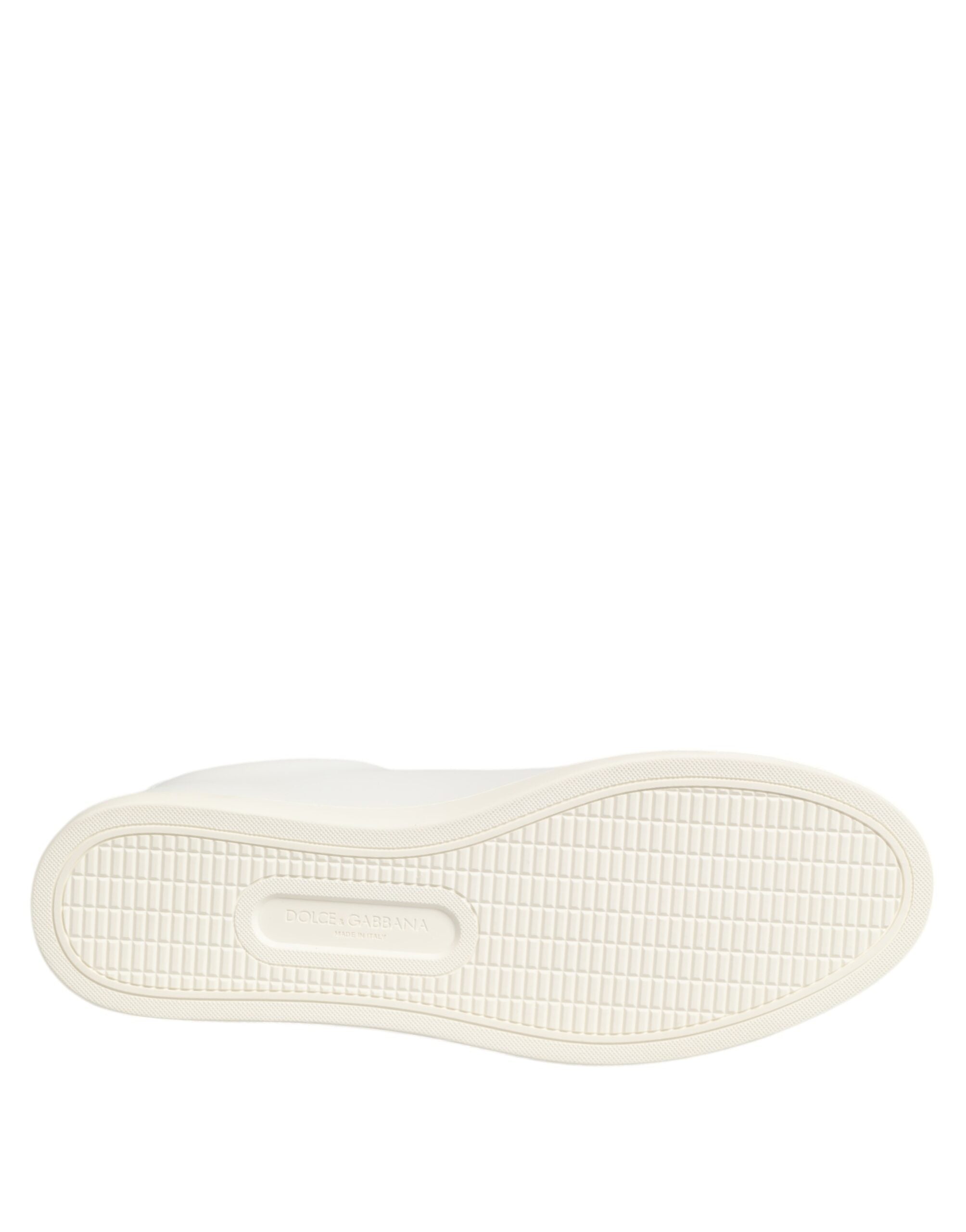 Dolce & Gabbana White Leather Rose Embroidery Low-Top  Shoes - Luxe Nova